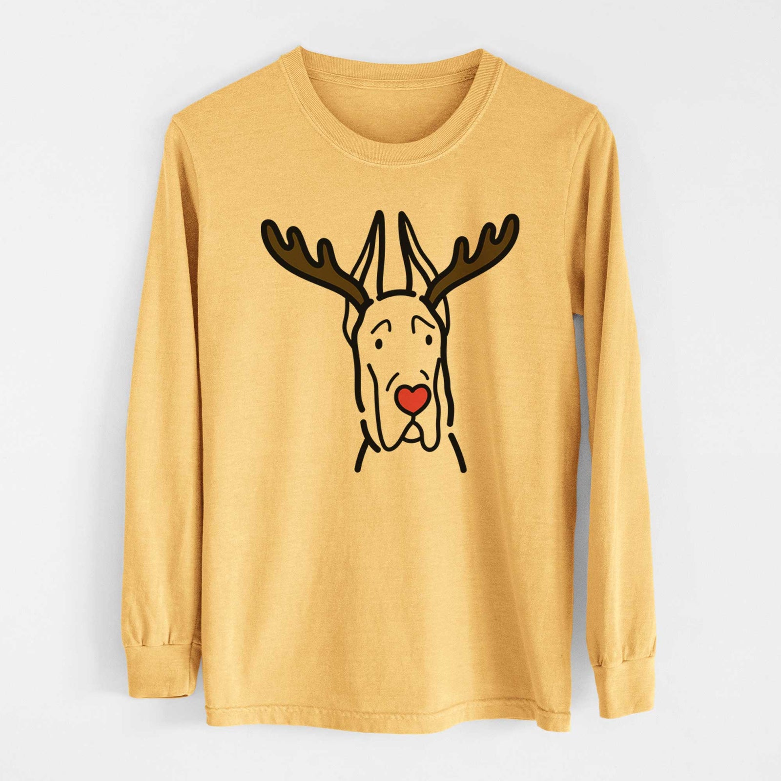 Red Nose Great Dane with Cropped Ears - Heavyweight 100% Cotton Long Sleeve