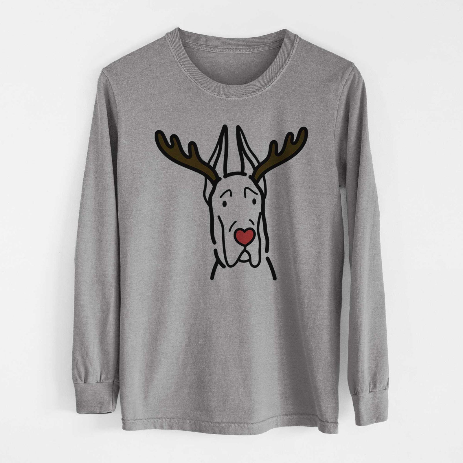 Red Nose Great Dane with Cropped Ears - Heavyweight 100% Cotton Long Sleeve