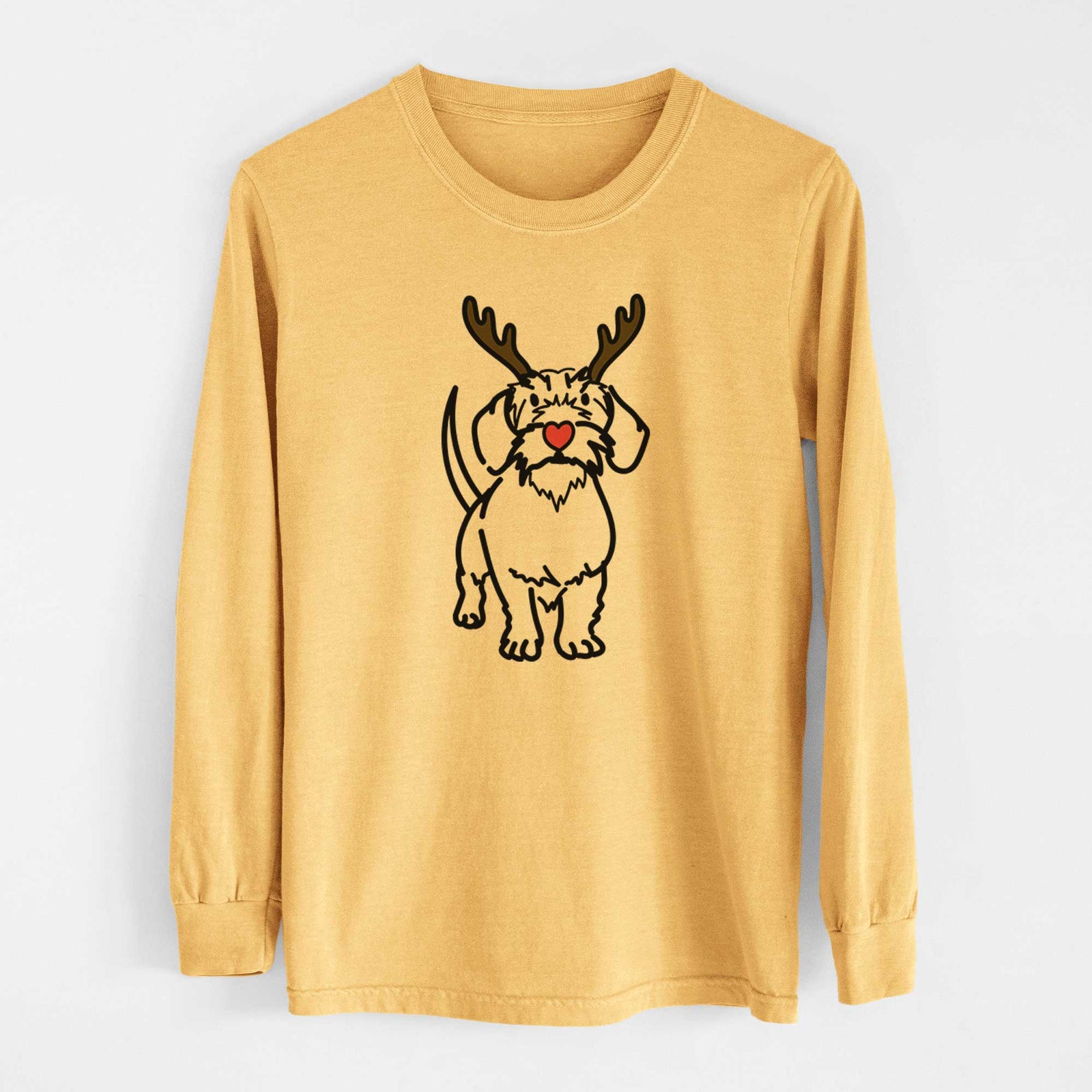 Red Nose Wire Dachshund - Henry - Heavyweight 100% Cotton Long Sleeve