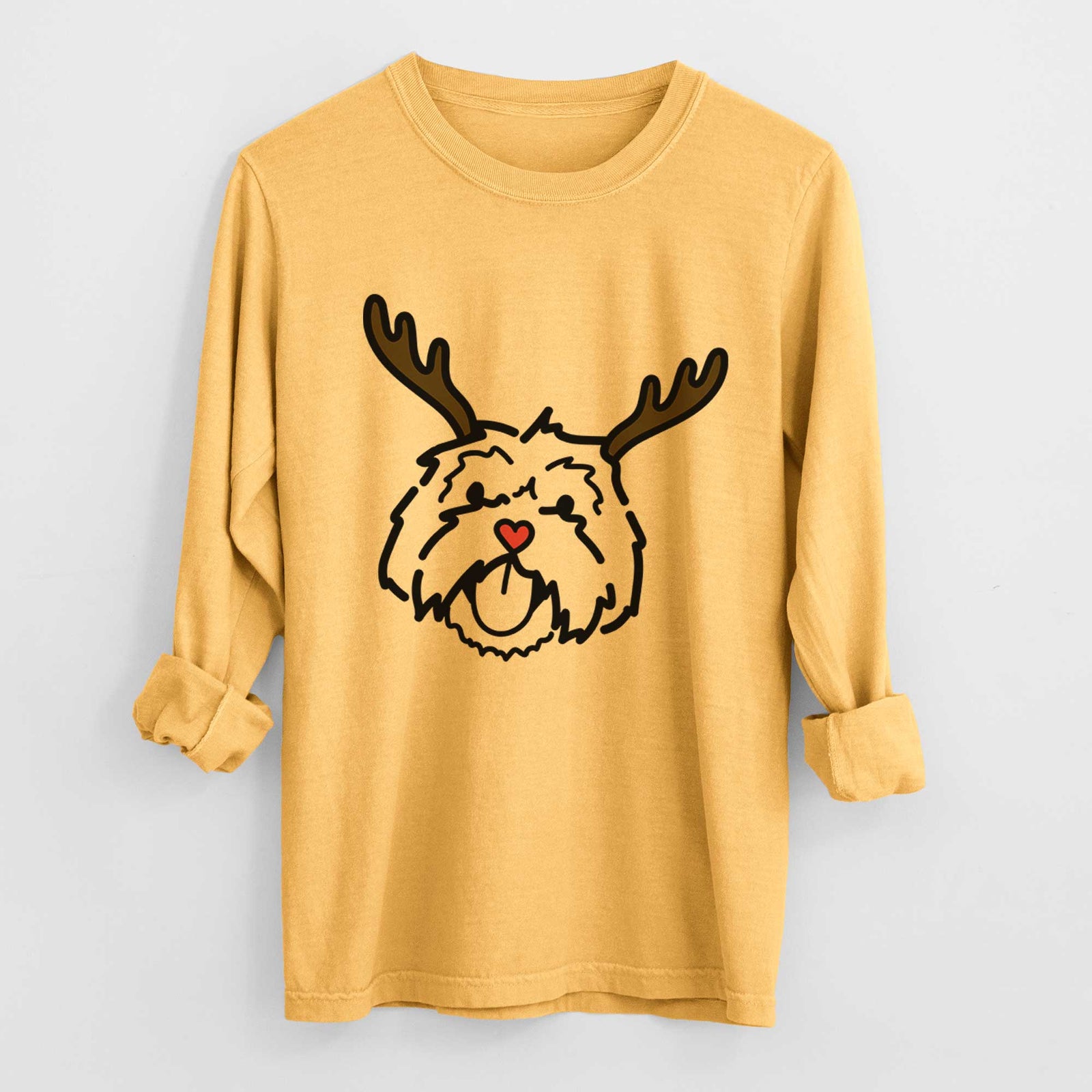 Red Nose Lhasa Apso - Keia - Heavyweight 100% Cotton Long Sleeve