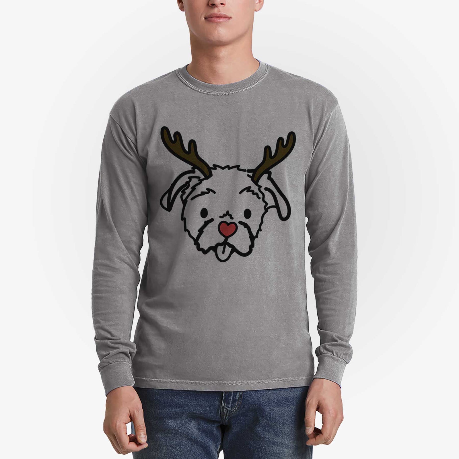 Red Nose Shih Tzu - Koko - Heavyweight 100% Cotton Long Sleeve