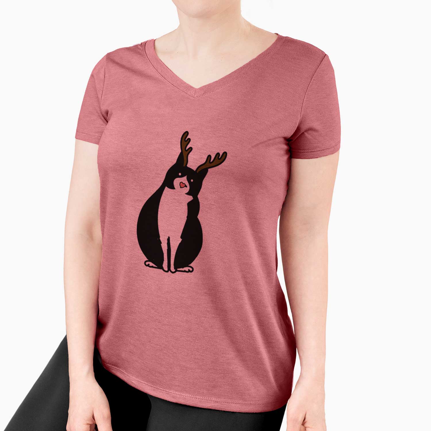 Red Nose Tuxedo Cat - Oliver - Women's V-neck Shirt