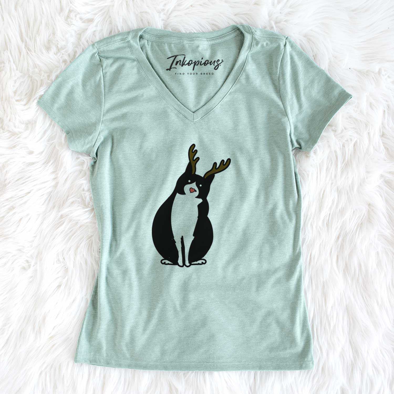 Red Nose Tuxedo Cat - Oliver - Women's V-neck Shirt