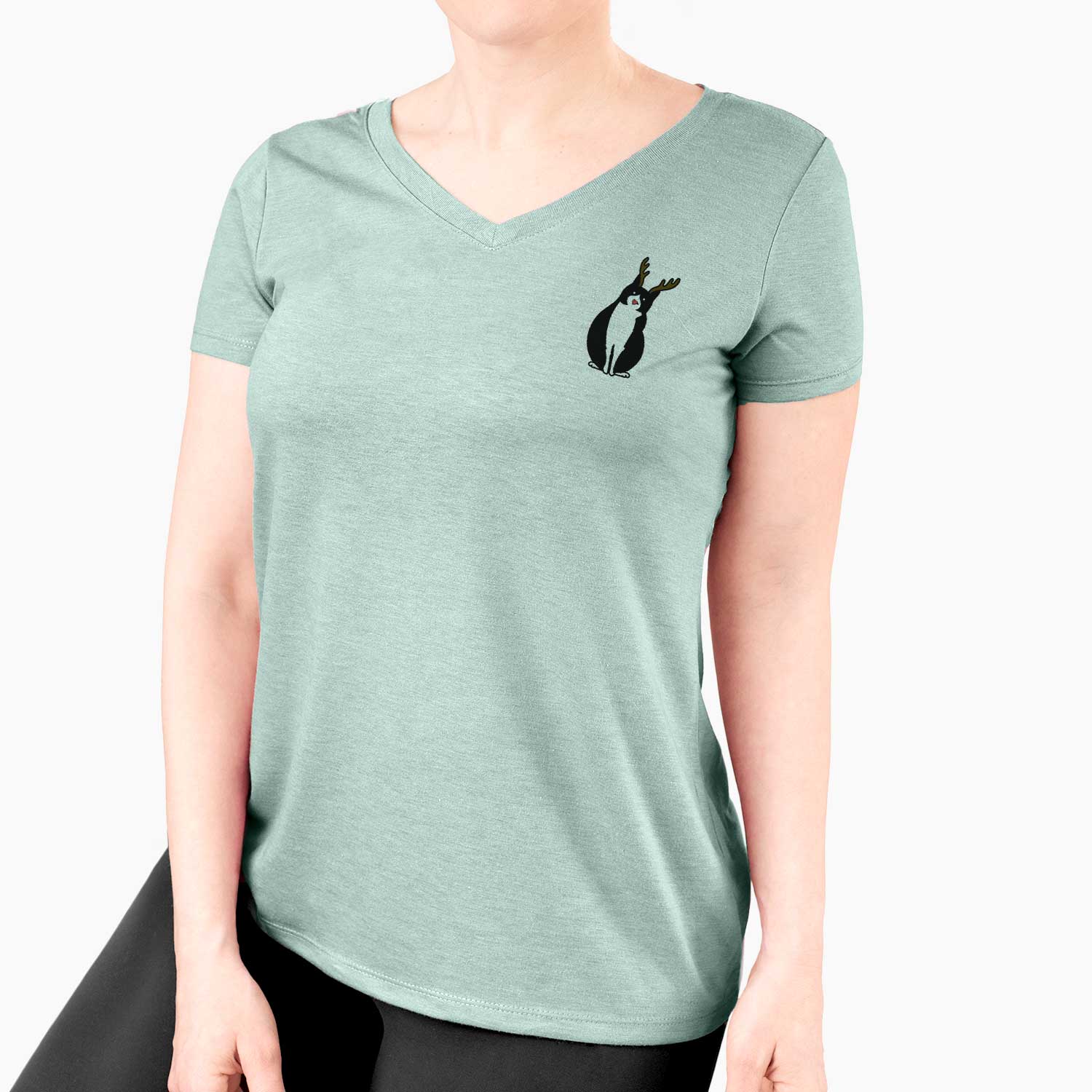 Red Nose Tuxedo Cat - Oliver - Women's V-neck Shirt