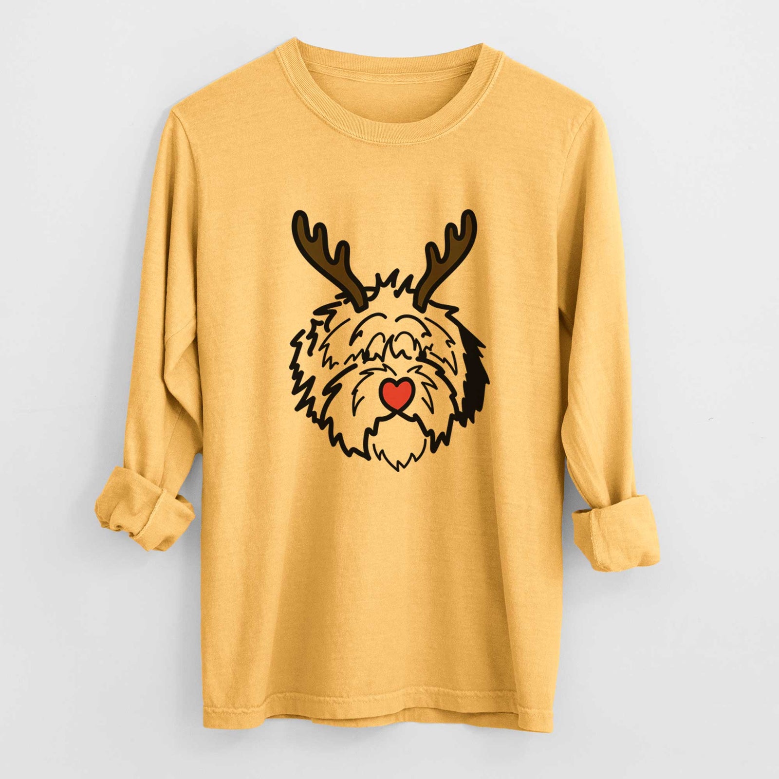 Red Nose Old English Sheepdog - Penny - Heavyweight 100% Cotton Long Sleeve