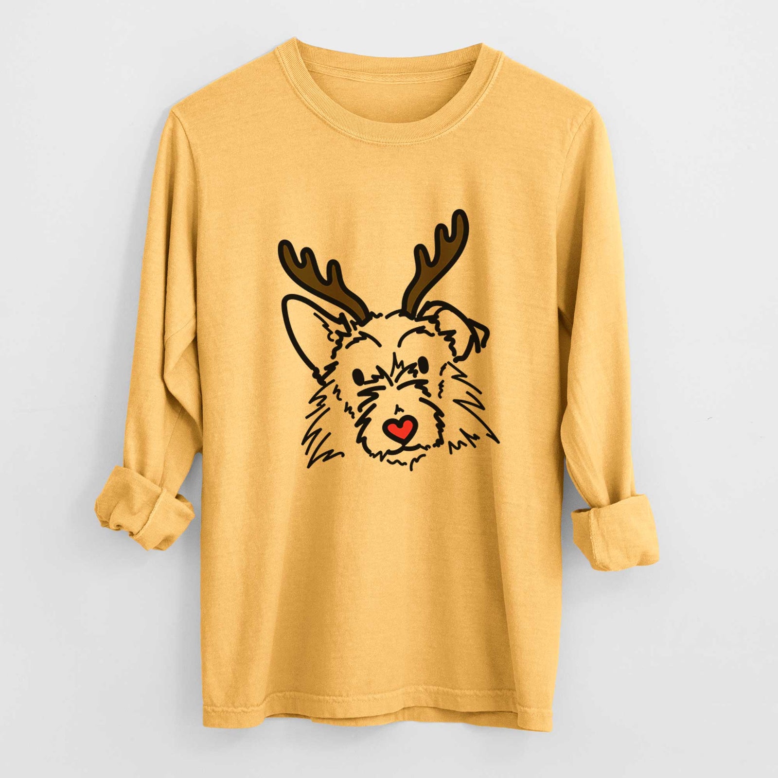 Red Nose Terrier Mix - Ziggy - Heavyweight 100% Cotton Long Sleeve