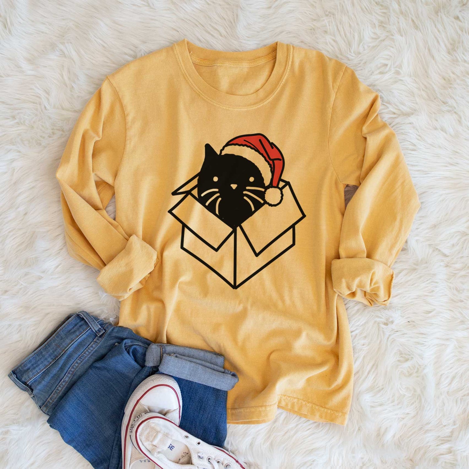 Jolly Black Cat in a Box - Doc - Heavyweight 100% Cotton Long Sleeve