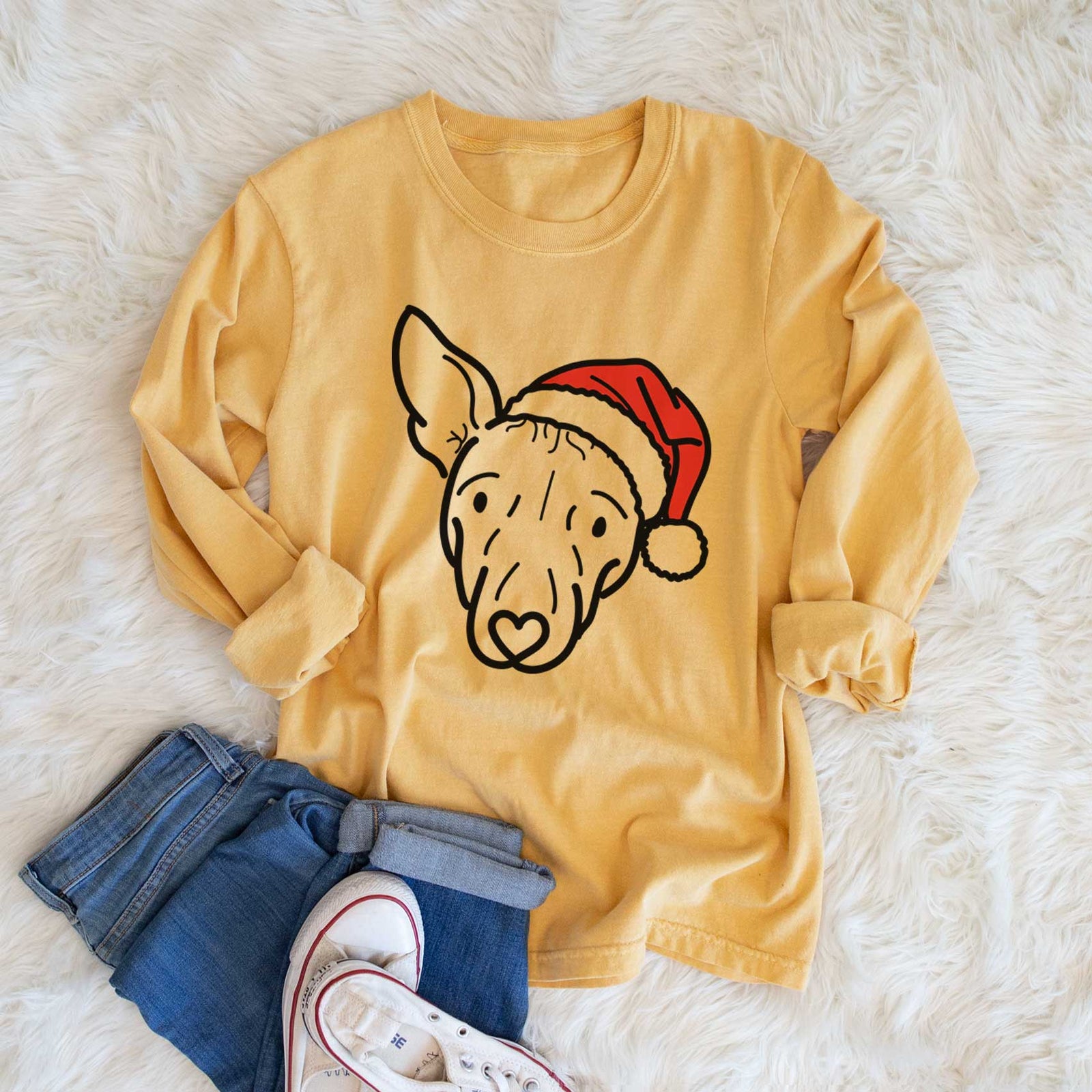 Jolly American Hairless Terrier - Georgia - Heavyweight 100% Cotton Long Sleeve