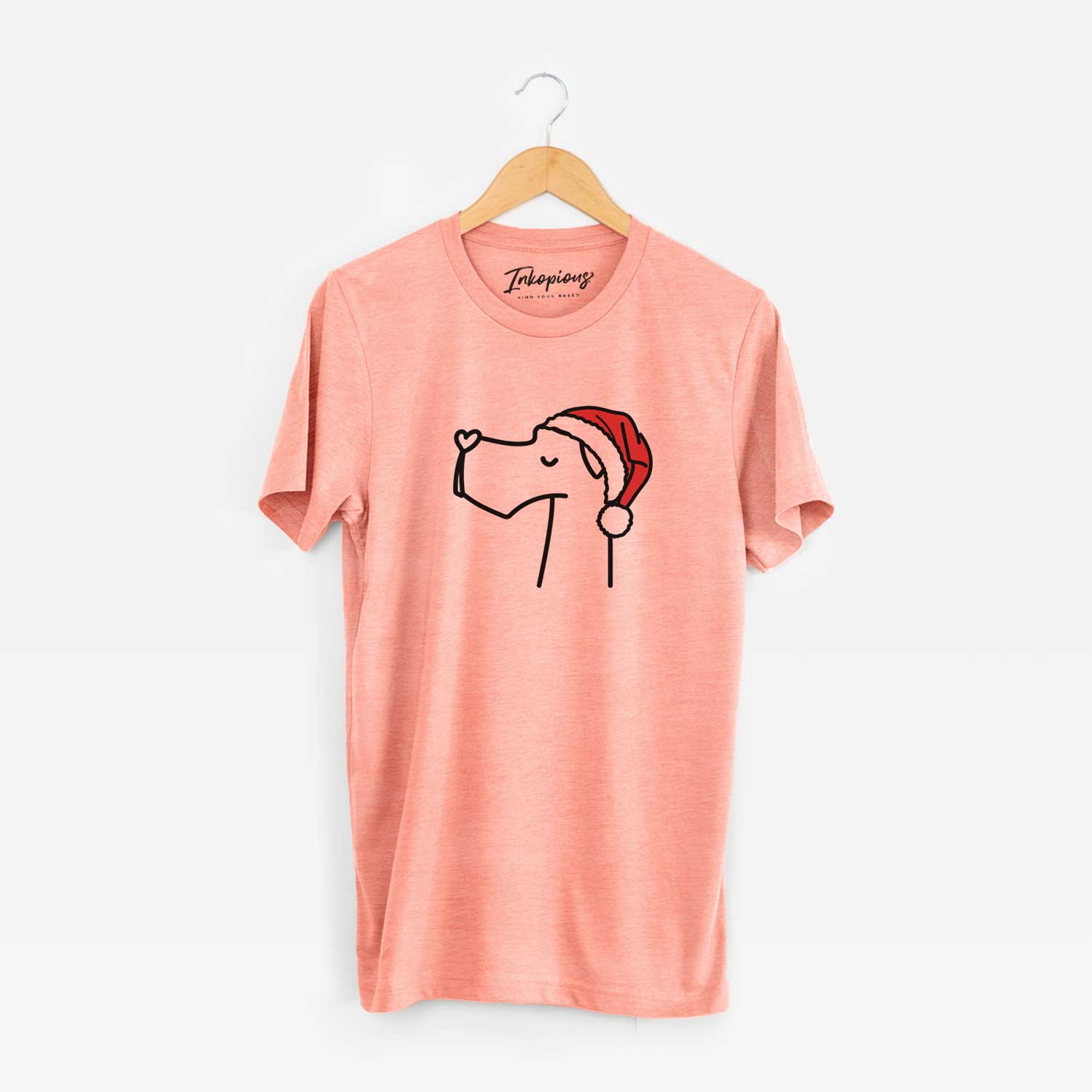 Minimalist line drawing of a Great Dane wearing a Santa hat on a Sunset Unisex crewneck