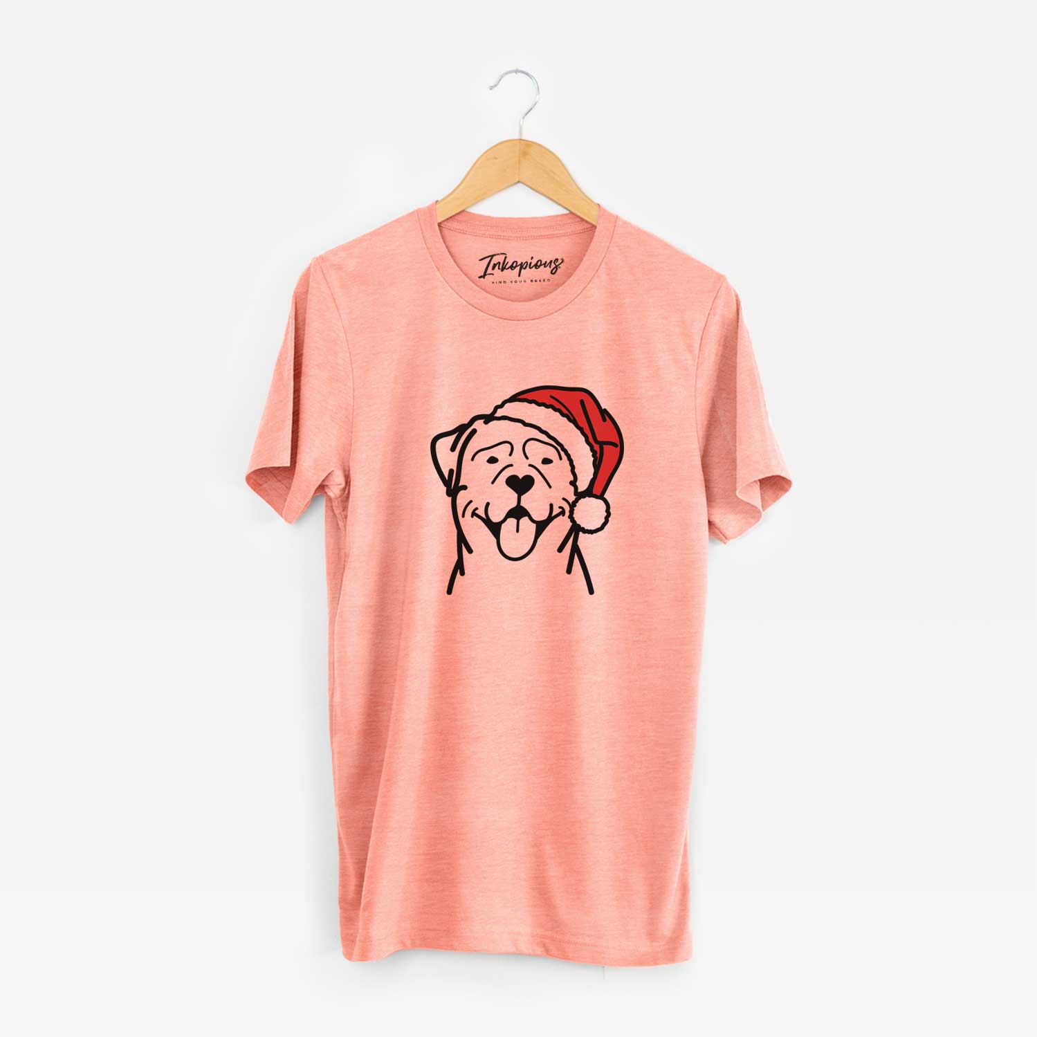 Minimalist line drawing of a Rottweiler wearing a Santa hat on a Sunset Unisex crewneck