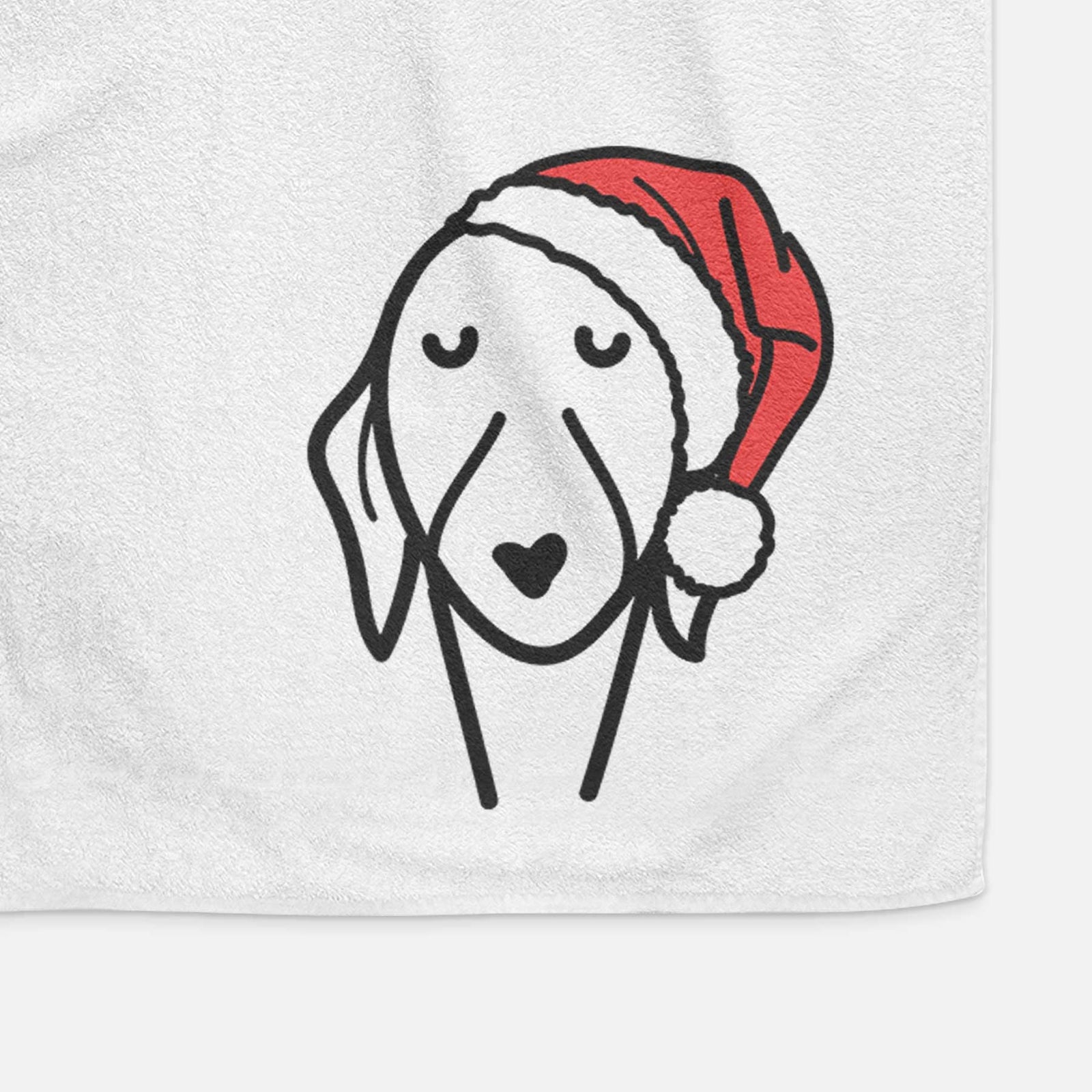 Minimalist line drawing of a Whippet wearing a Santa hat on a decorative hand towel