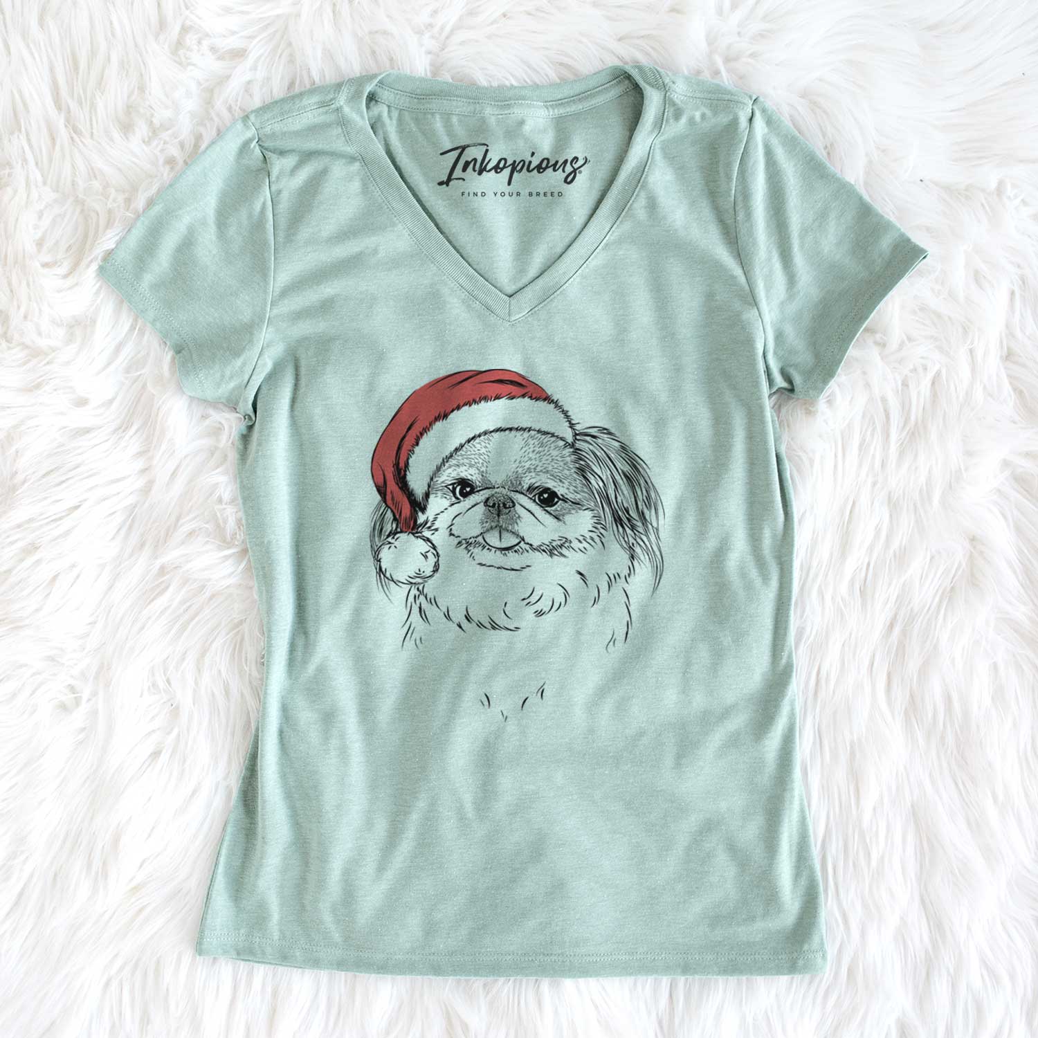 Santa Abra Bean the Pekingese - Women's V-neck Shirt
