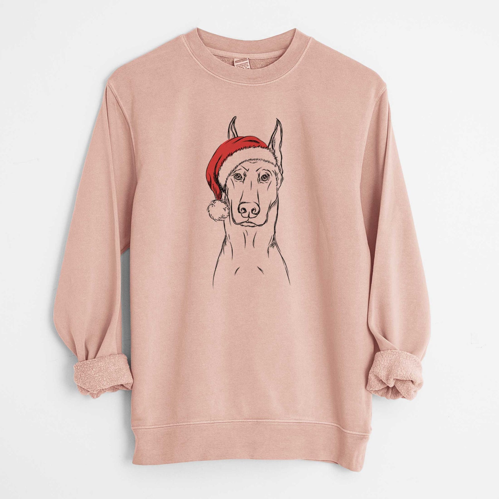 Santa Ace the Doberman Pinscher - Unisex Pigment Dyed Crew Sweatshirt