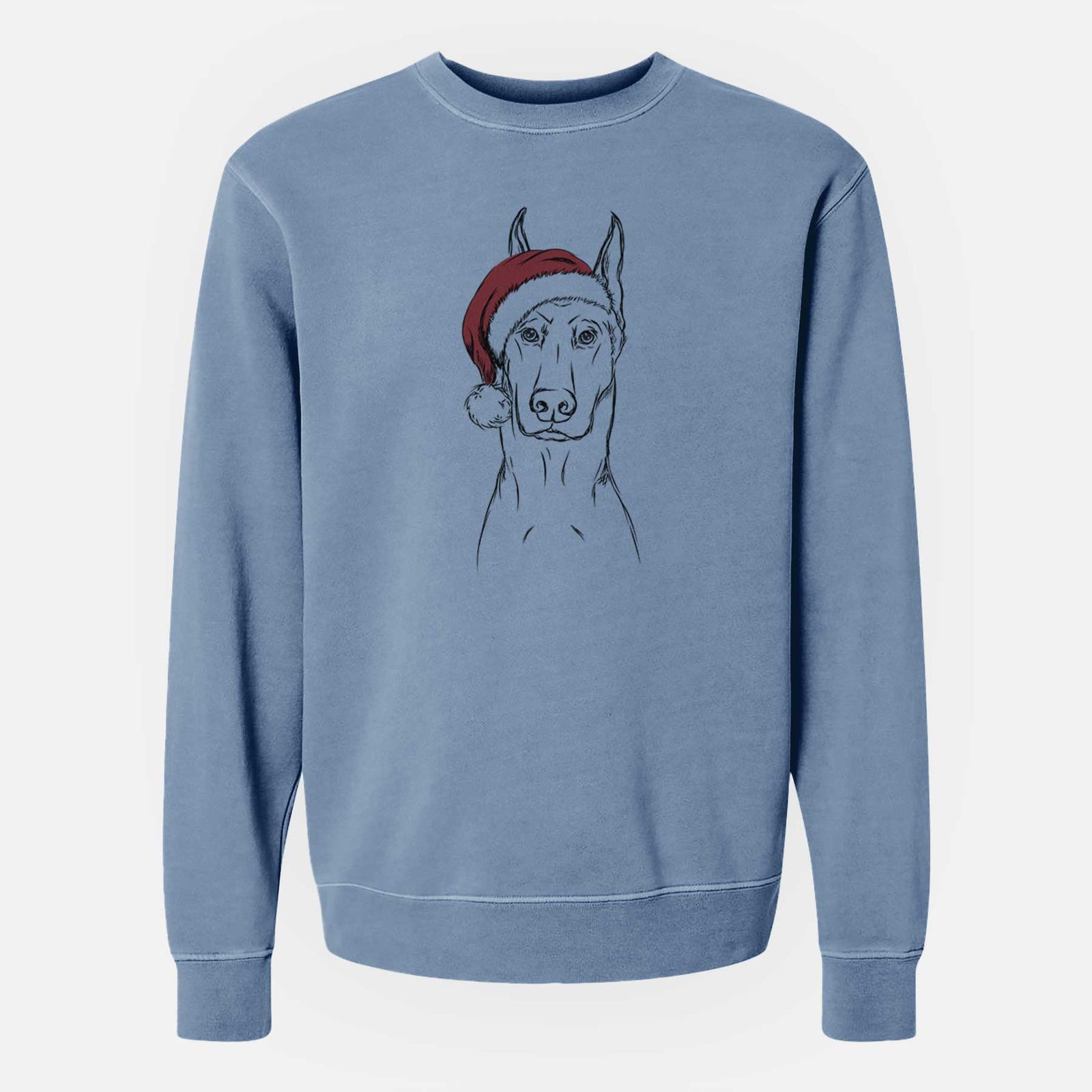 Santa Ace the Doberman Pinscher - Unisex Pigment Dyed Crew Sweatshirt