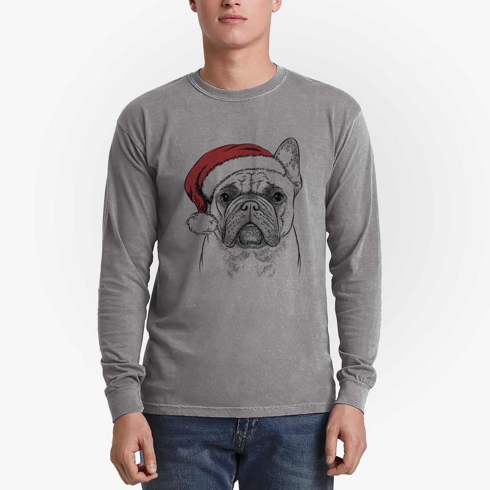 Santa Acelynn the French Bulldog - Heavyweight 100% Cotton Long Sleeve