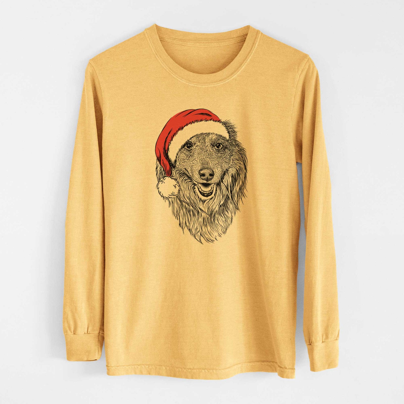 Santa Addie the Collie Mix - Heavyweight 100% Cotton Long Sleeve