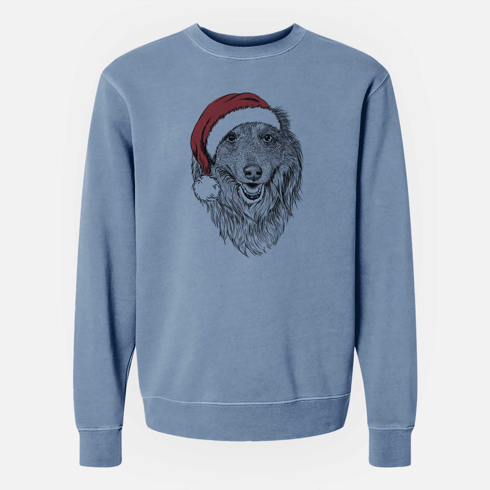 Santa Addie the Collie Mix - Unisex Pigment Dyed Crew Sweatshirt