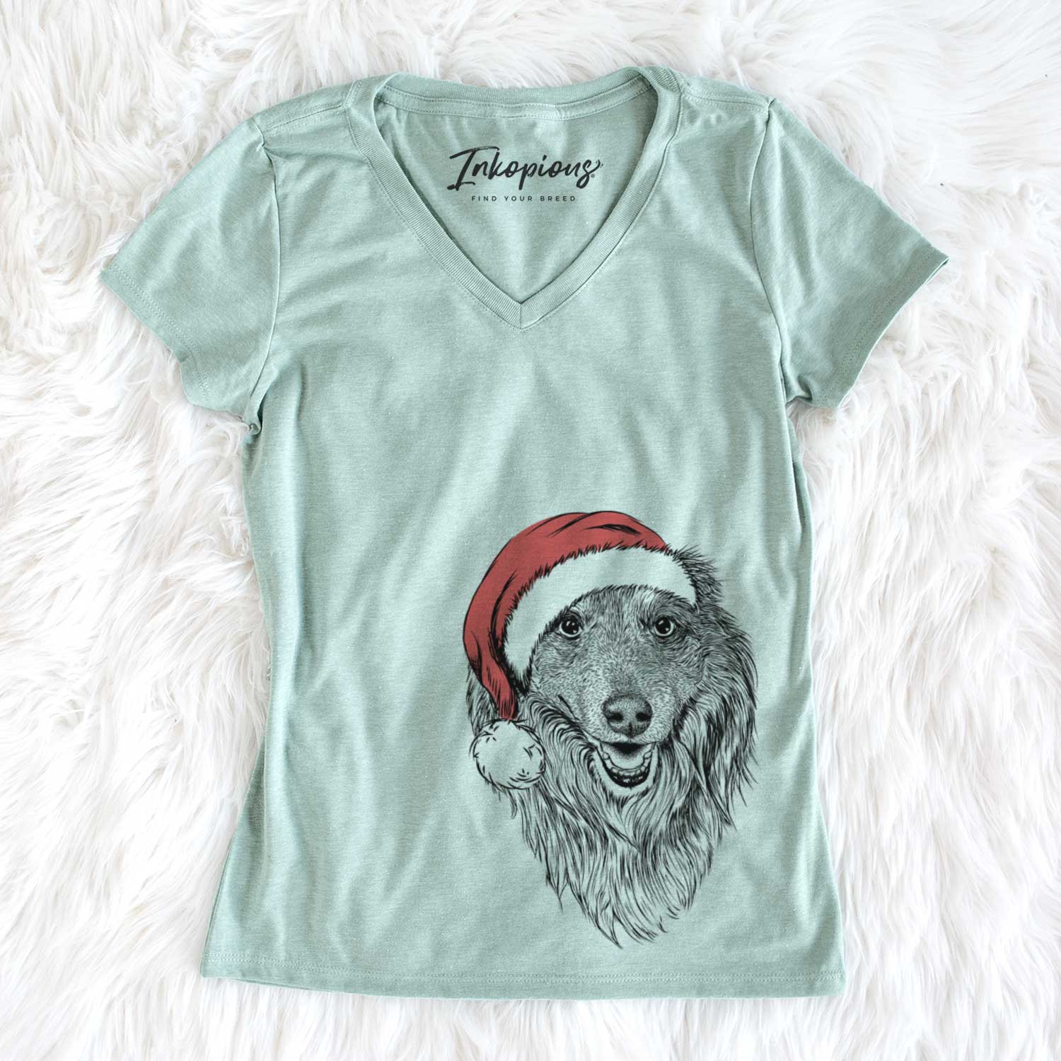 Santa Addie the Collie Mix - Women's V-neck Shirt