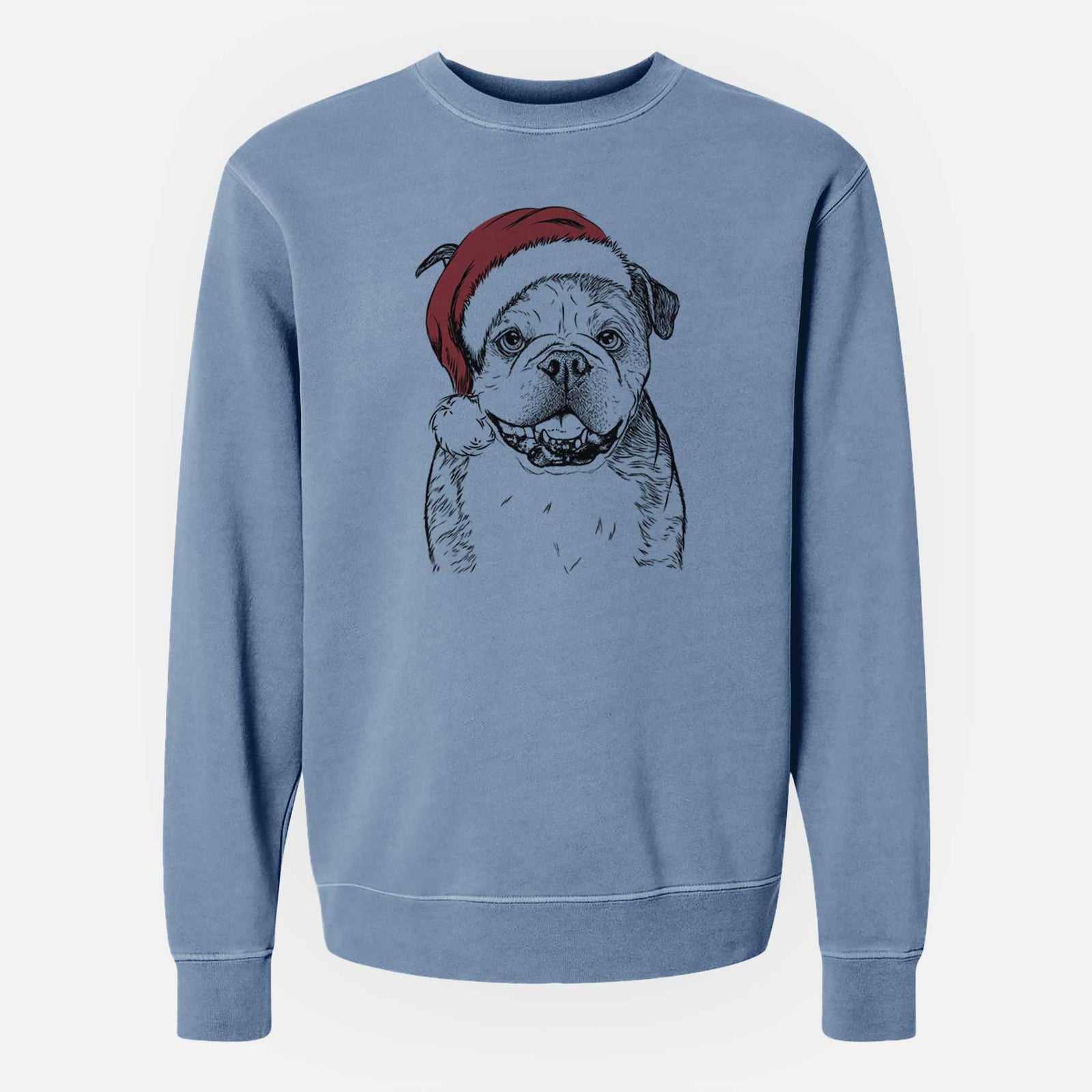 Santa Agatha the Boston Bulldog - Unisex Pigment Dyed Crew Sweatshirt