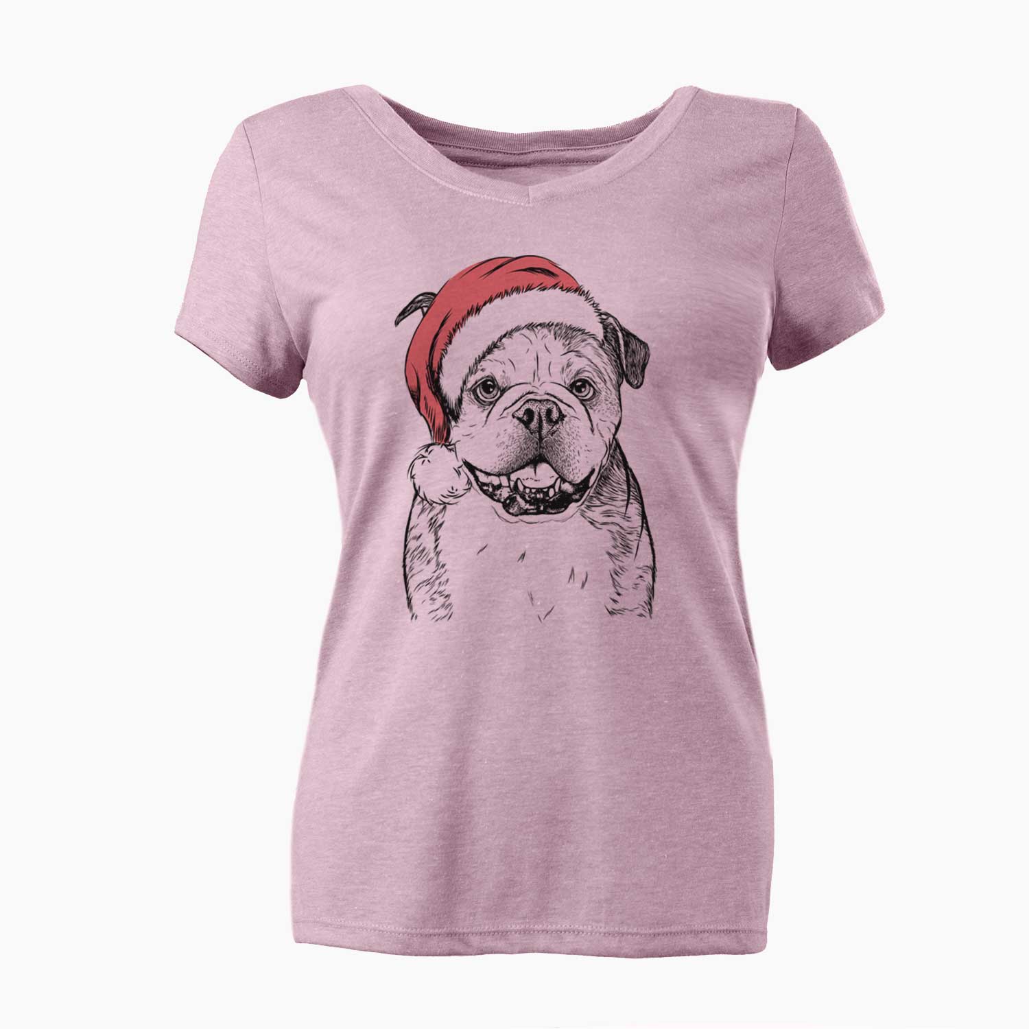 Santa Agatha the Boston Bulldog - Women's V-neck Shirt