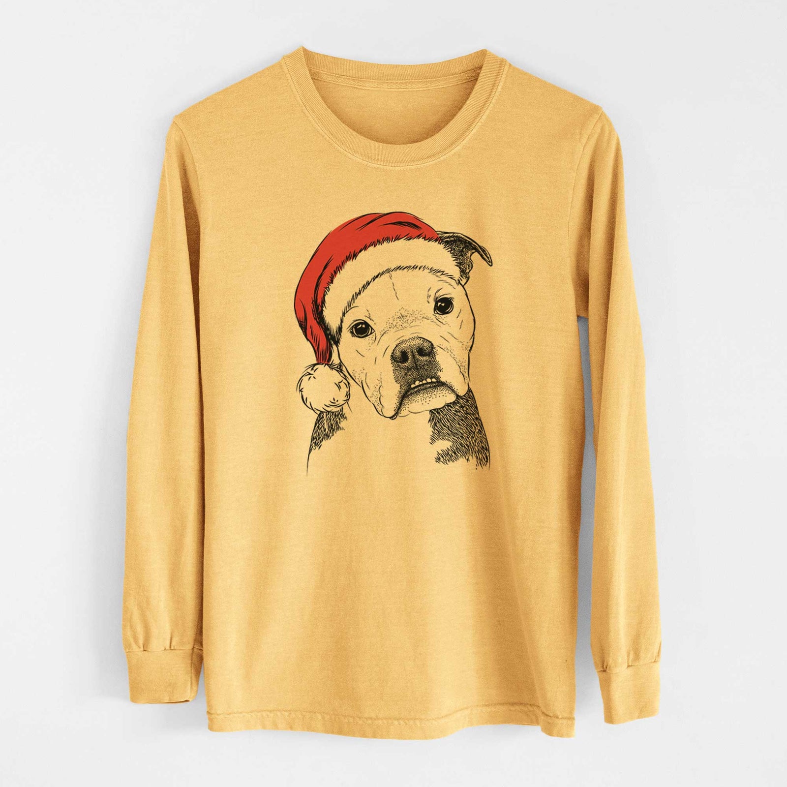 Santa Aggy the Olde English Bulldogge - Heavyweight 100% Cotton Long Sleeve