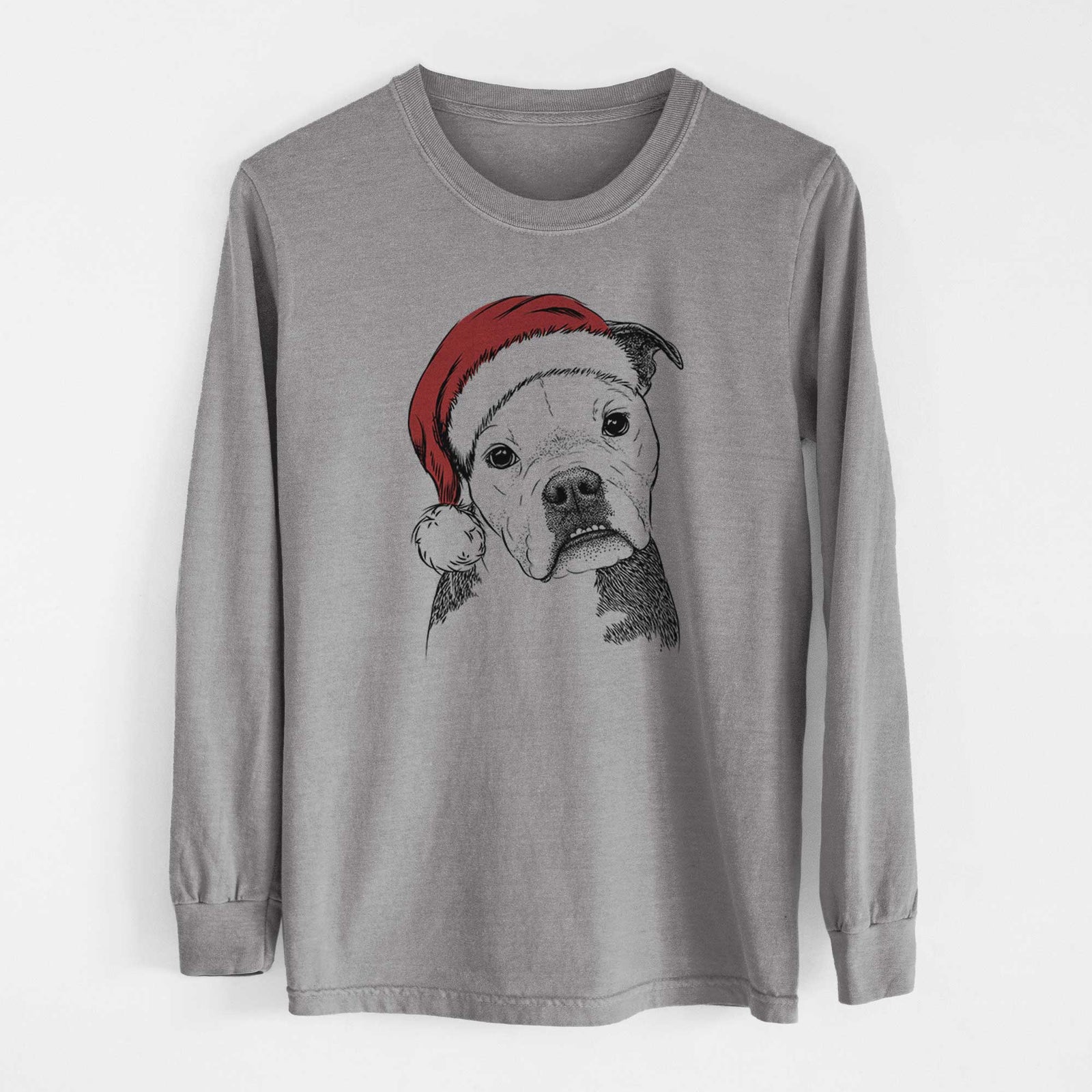 Santa Aggy the Olde English Bulldogge - Heavyweight 100% Cotton Long Sleeve