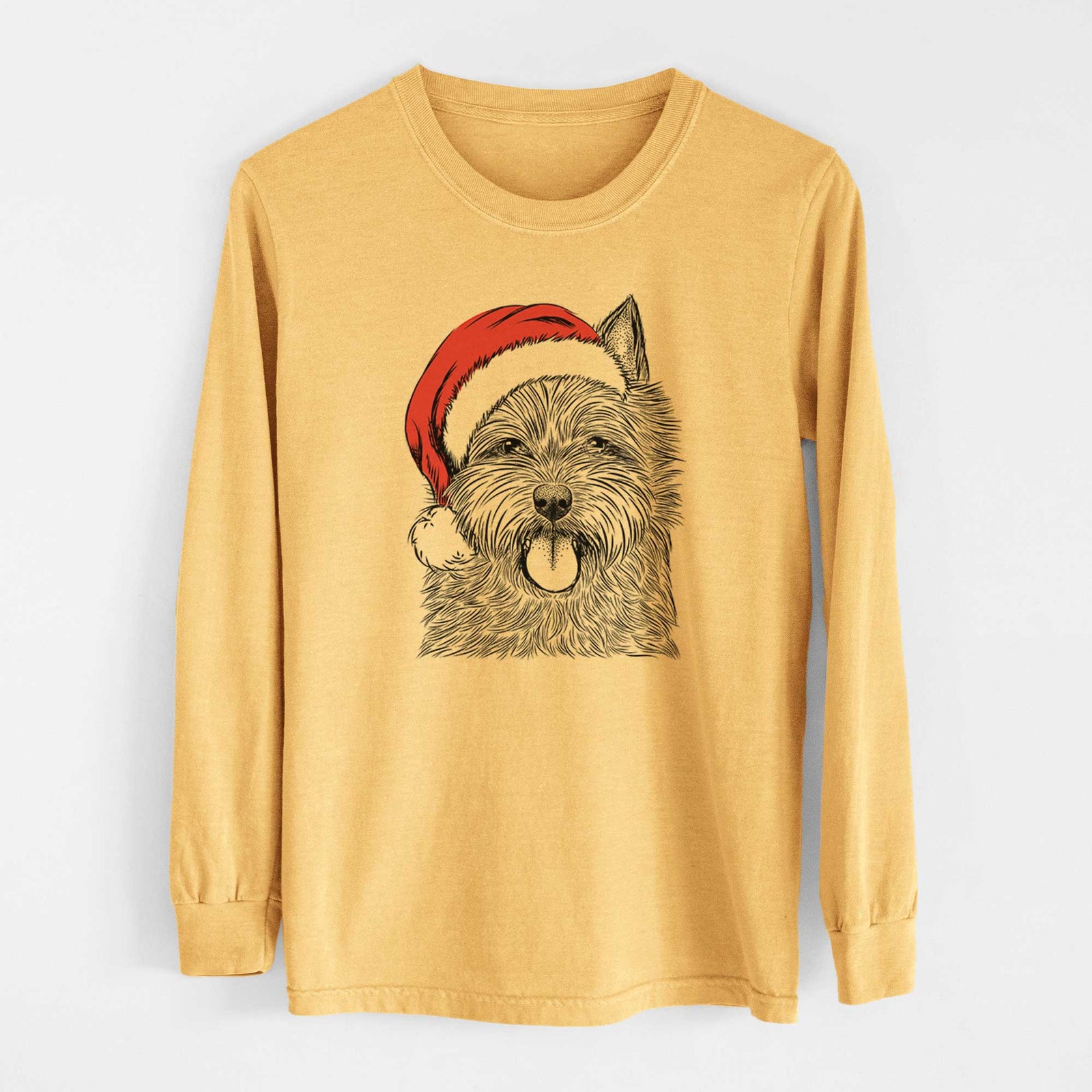 Santa Alfie the Norwich Terrier - Heavyweight 100% Cotton Long Sleeve