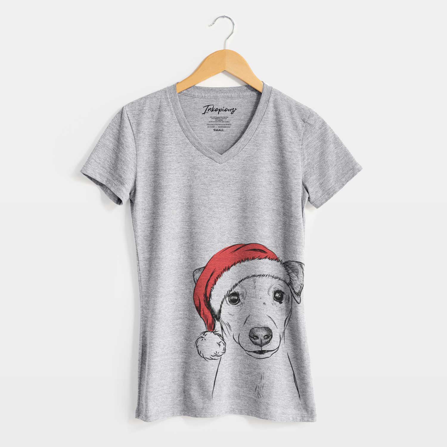 Santa Ally the Jack Russell Terrier - Women's V-neck Shirt