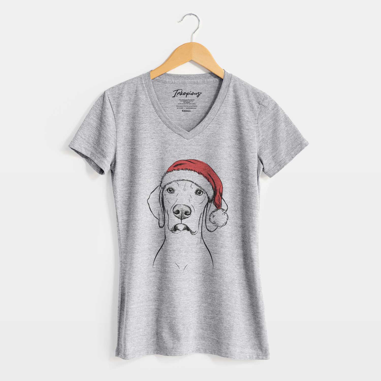 Santa Almond the Vizmaraner - Women's V-neck Shirt