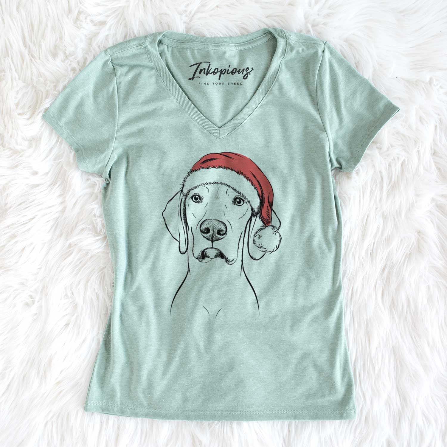 Santa Almond the Vizmaraner - Women's V-neck Shirt