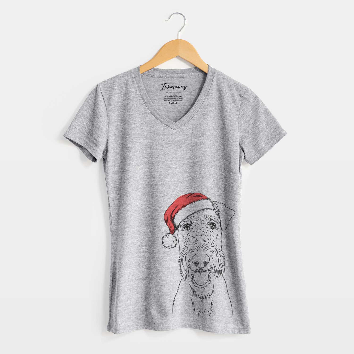 Santa Andy the Airedale Terrier - Women's V-neck Shirt