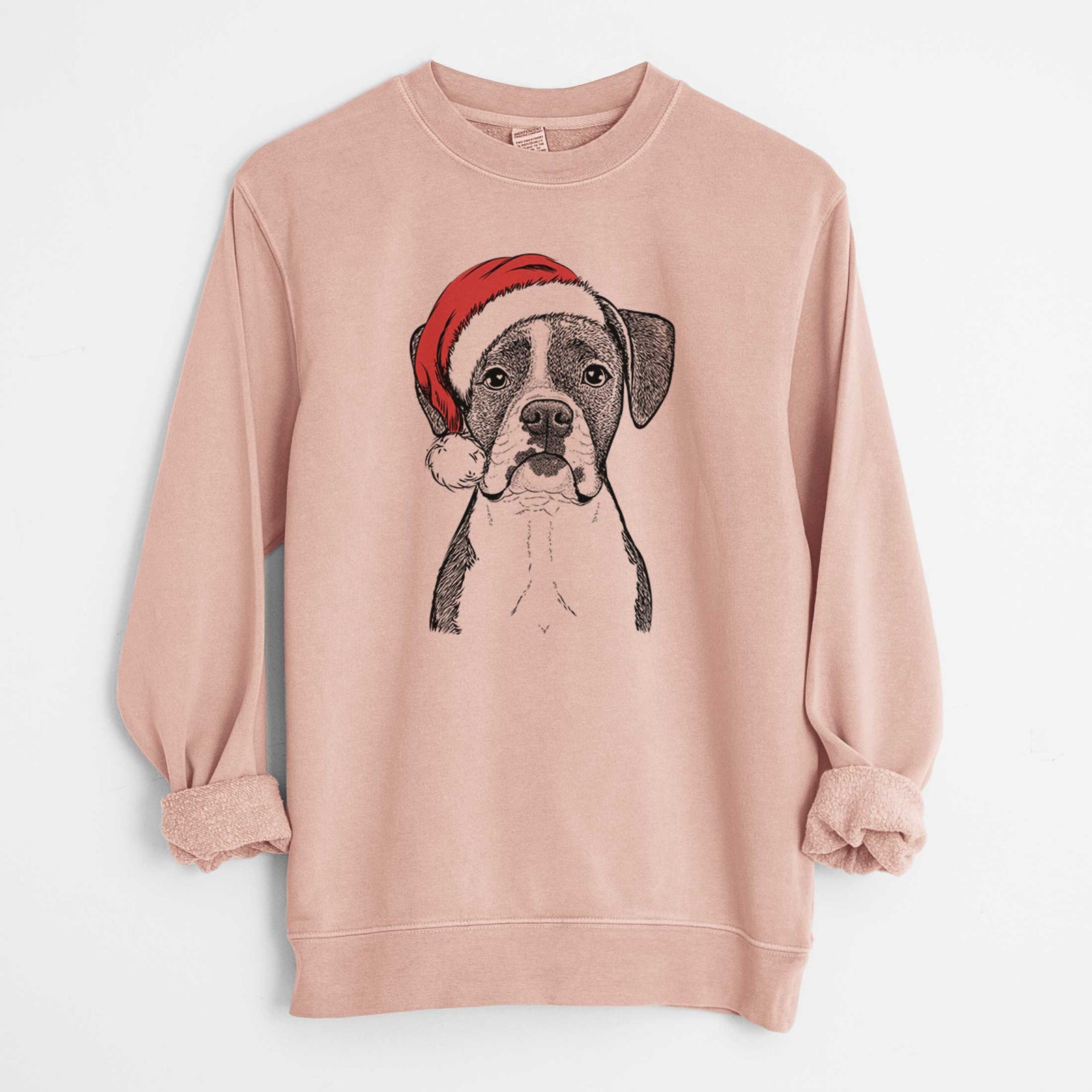 Santa Annie the Boxer - Unisex Pigment Dyed Crew Sweatshirt