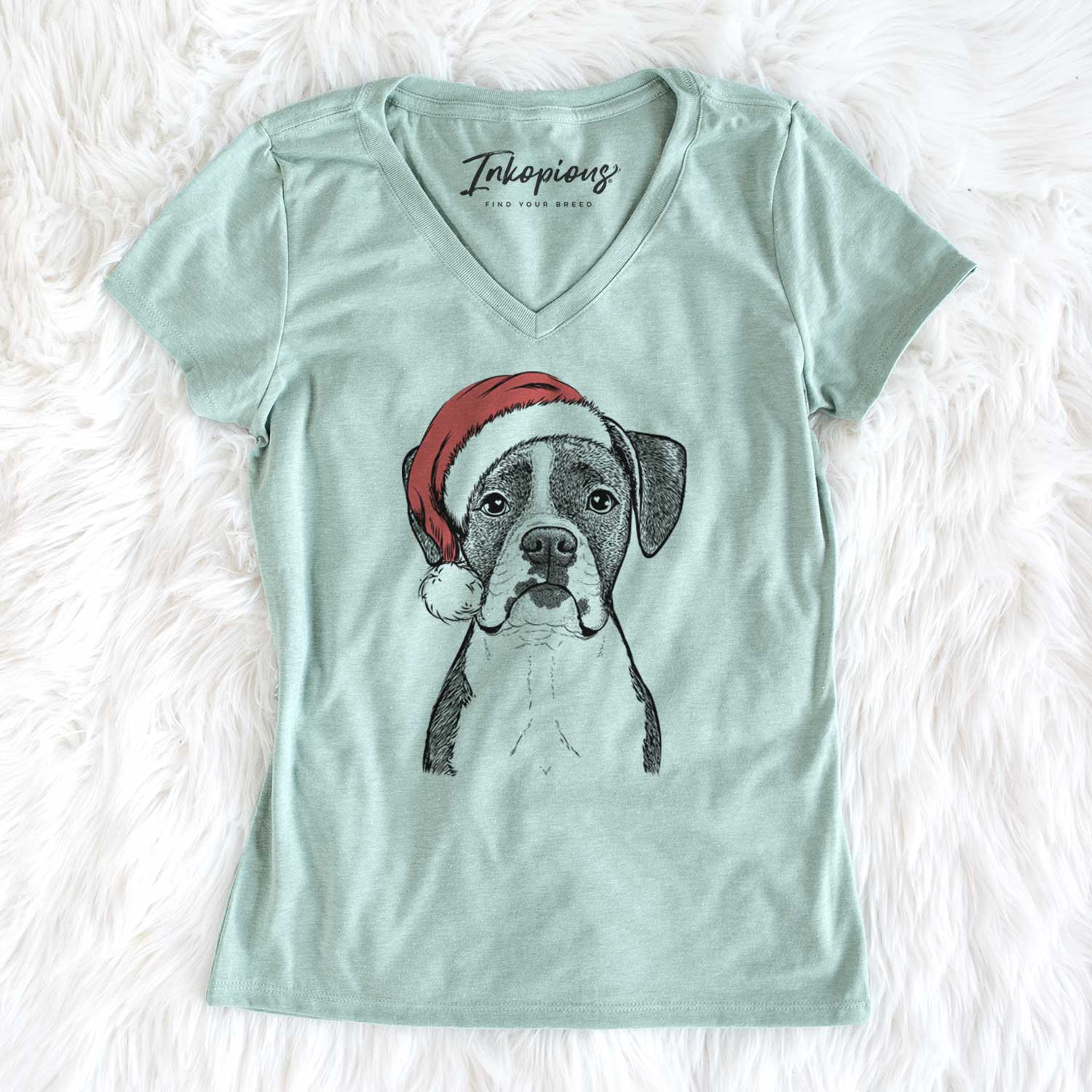 Santa Annie the Boxer - Women's V-neck Shirt