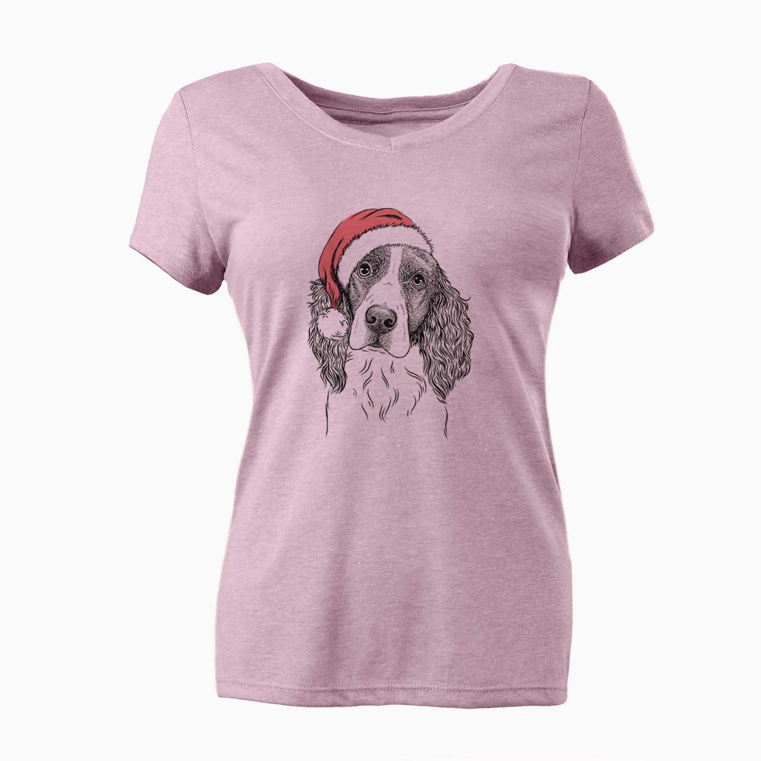 Santa Annie the English Springer Spaniel - Women's V-neck Shirt