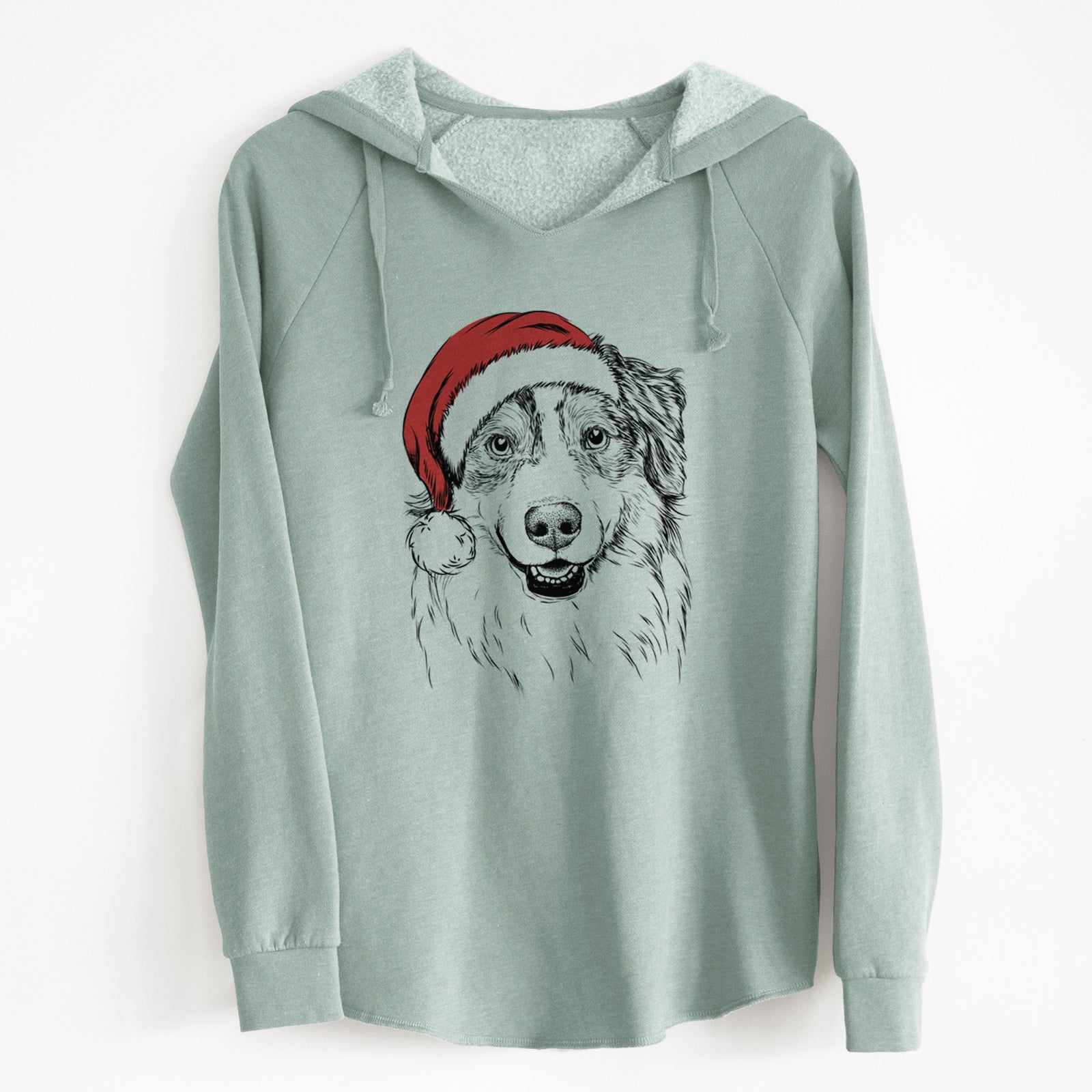 Santa Aonghus the Australian Shepherd - Cali Wave Hooded Sweatshirt