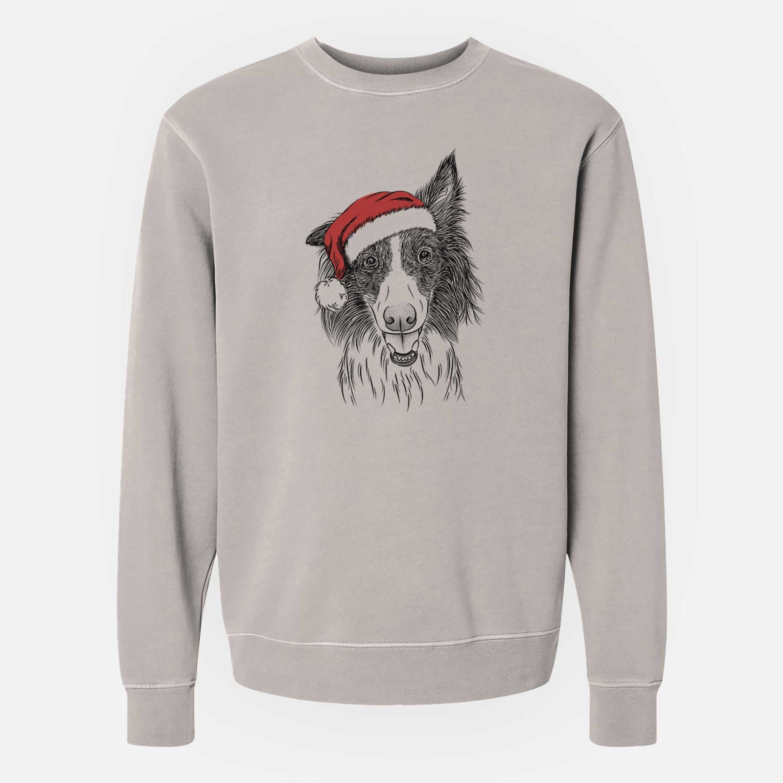 Santa Archie the Silken Windhound - Unisex Pigment Dyed Crew Sweatshirt