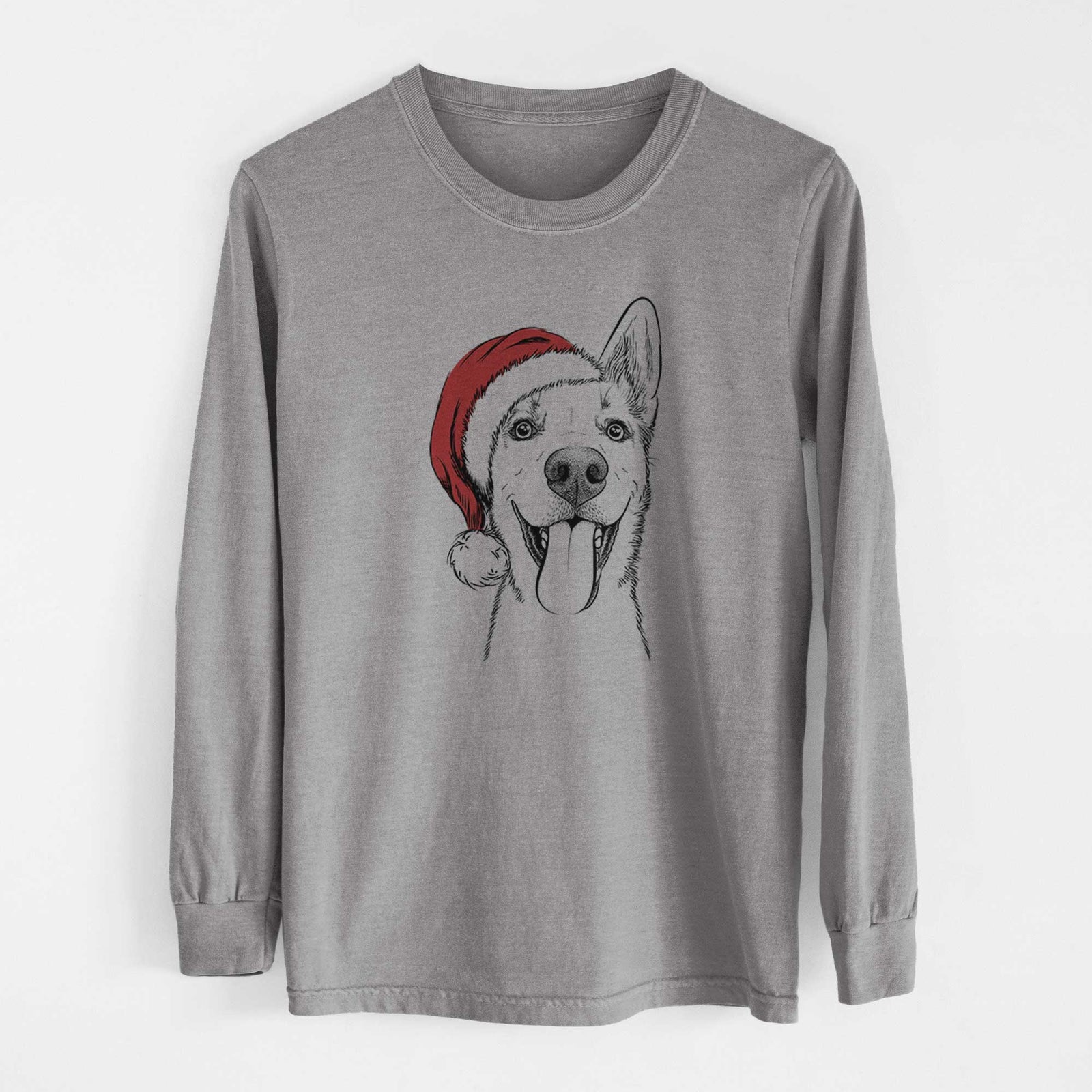 Santa Arlo the Husky Shepherd Mix - Heavyweight 100% Cotton Long Sleeve