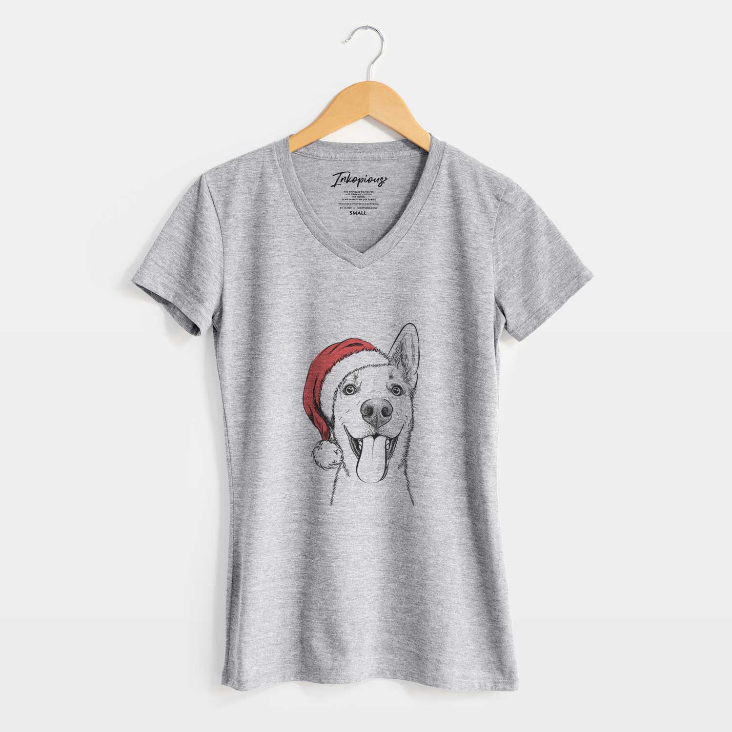 Santa Arlo the Husky Shepherd Mix - Women's V-neck Shirt