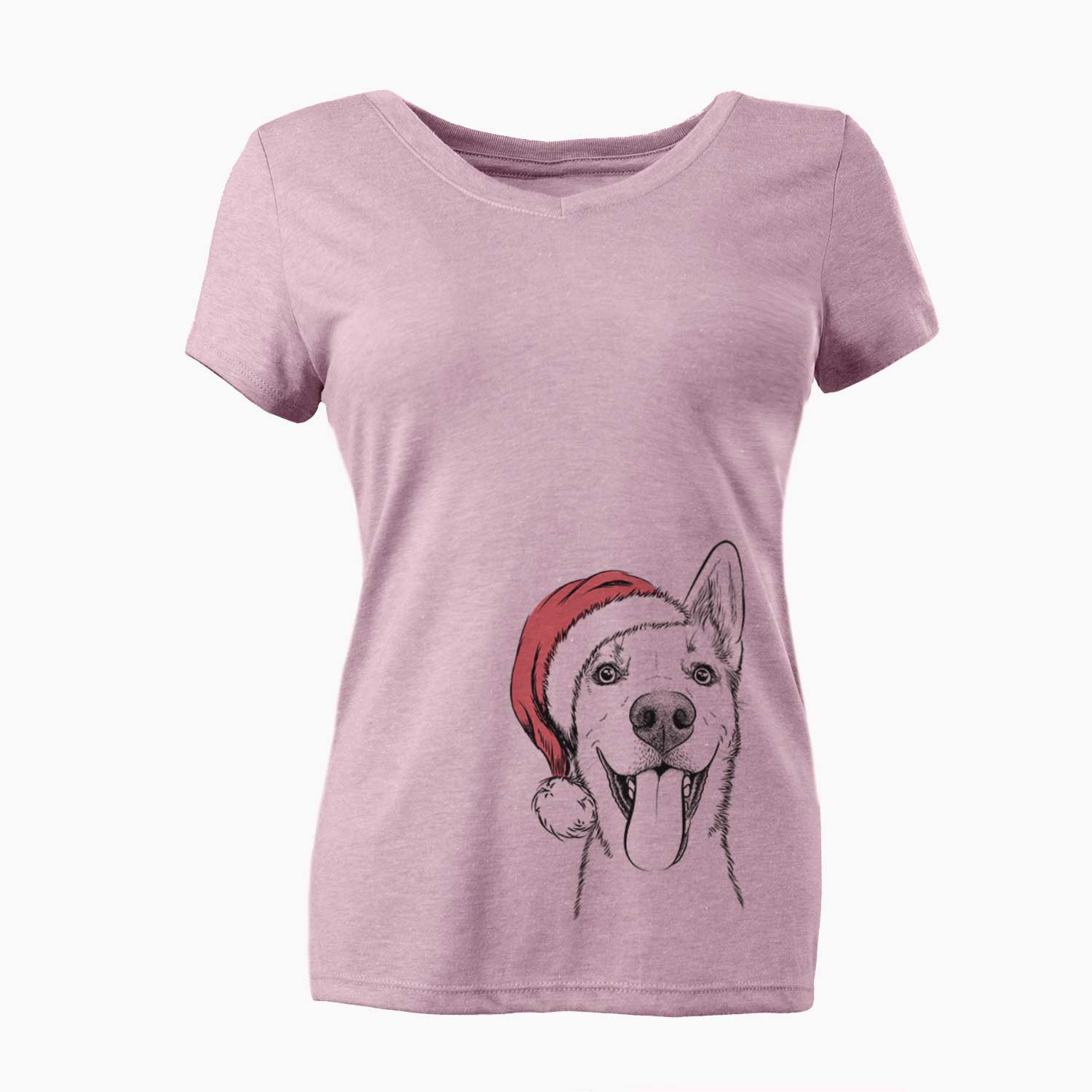 Santa Arlo the Husky Shepherd Mix - Women's V-neck Shirt