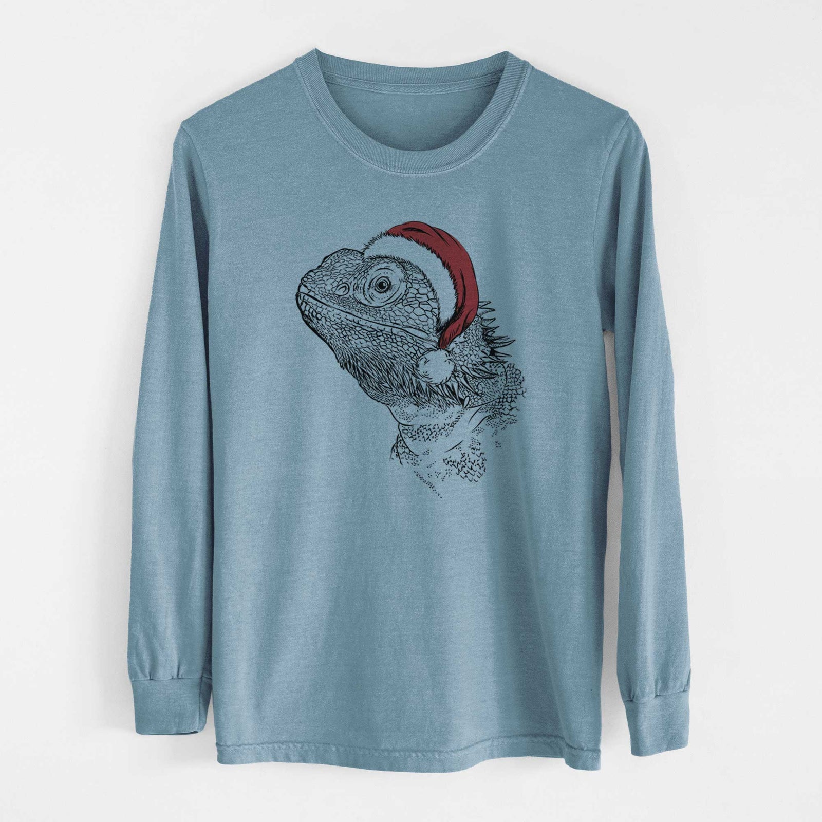 Santa Ash the Bearded Dragon - Heavyweight 100% Cotton Long Sleeve