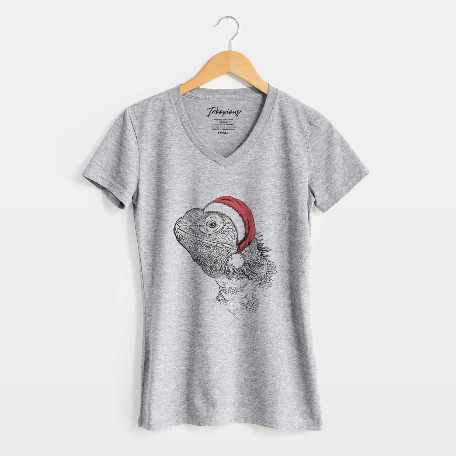 Santa Ash the Bearded Dragon - Women's V-neck Shirt
