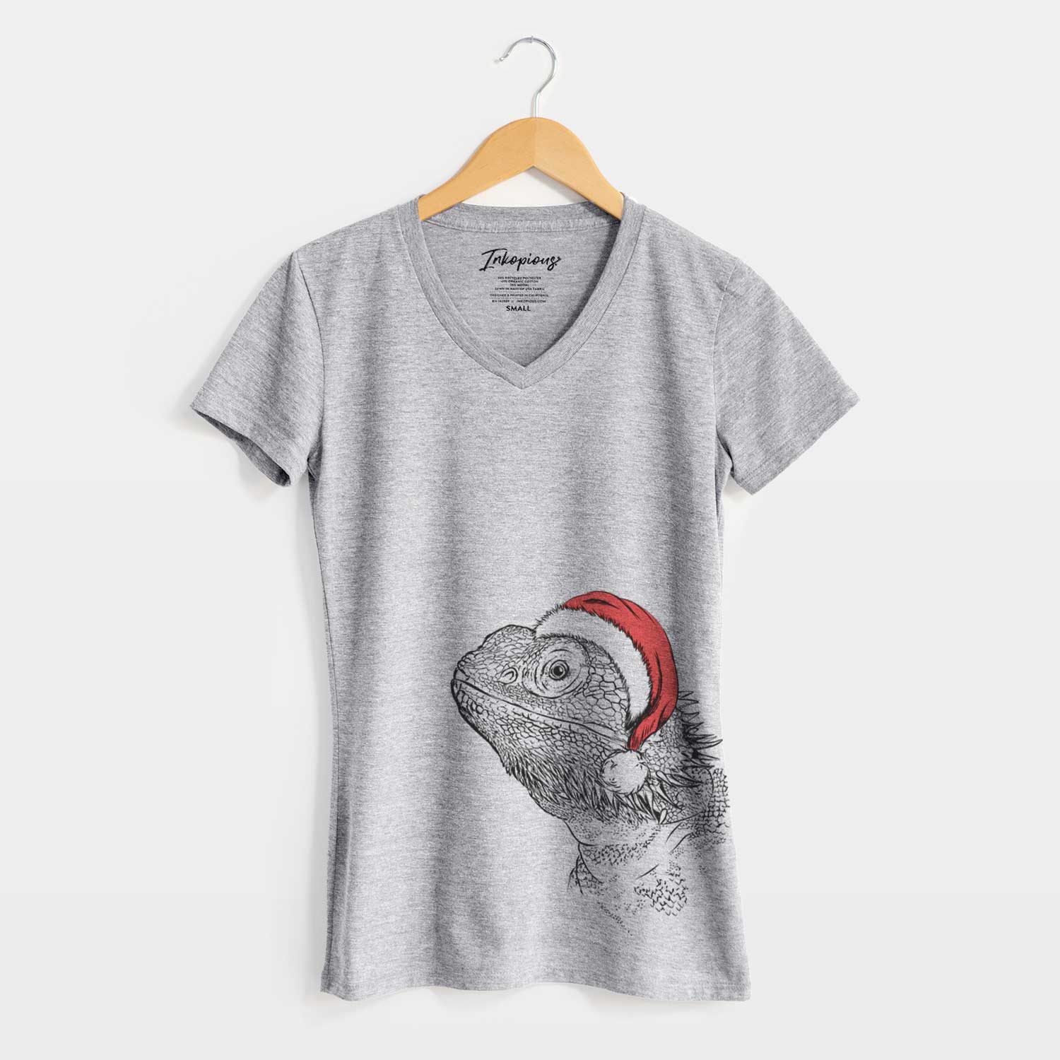 Santa Ash the Bearded Dragon - Women's V-neck Shirt