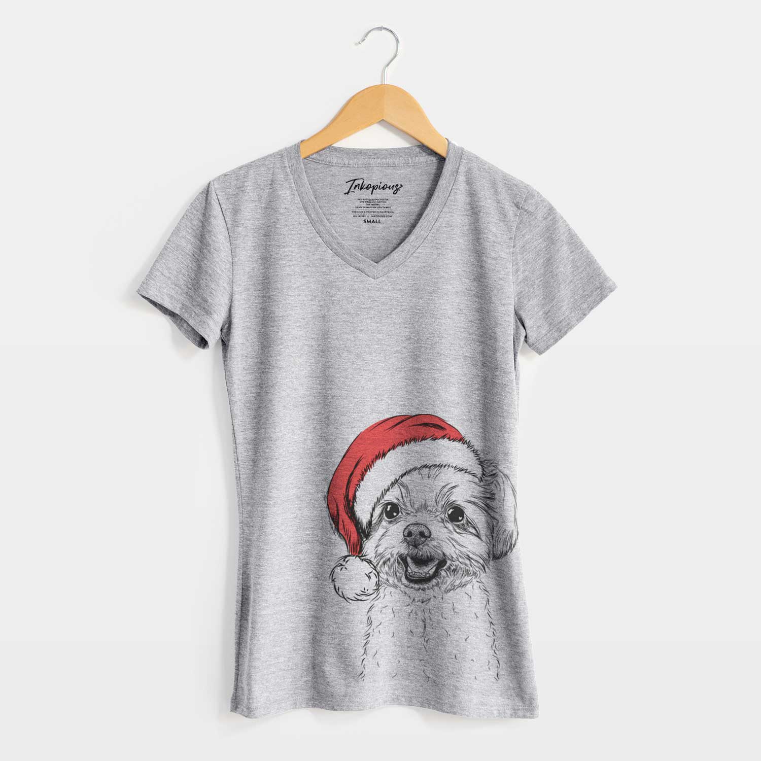 Santa Aspen the Morkie - Women's V-neck Shirt