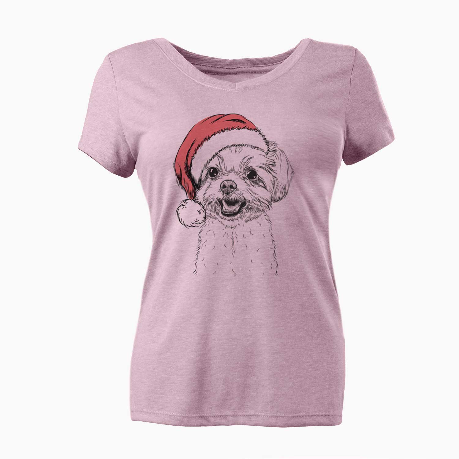 Santa Aspen the Morkie - Women's V-neck Shirt
