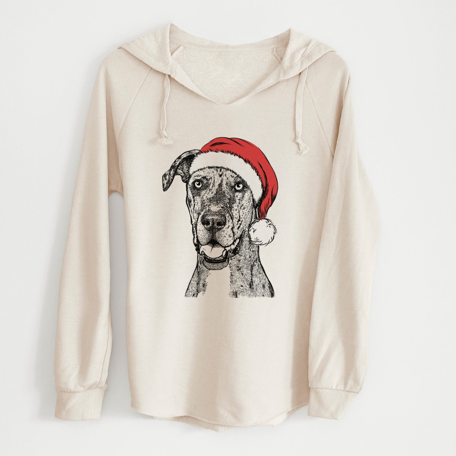 Santa Athena the Merle Great Dane - Cali Wave Hooded Sweatshirt