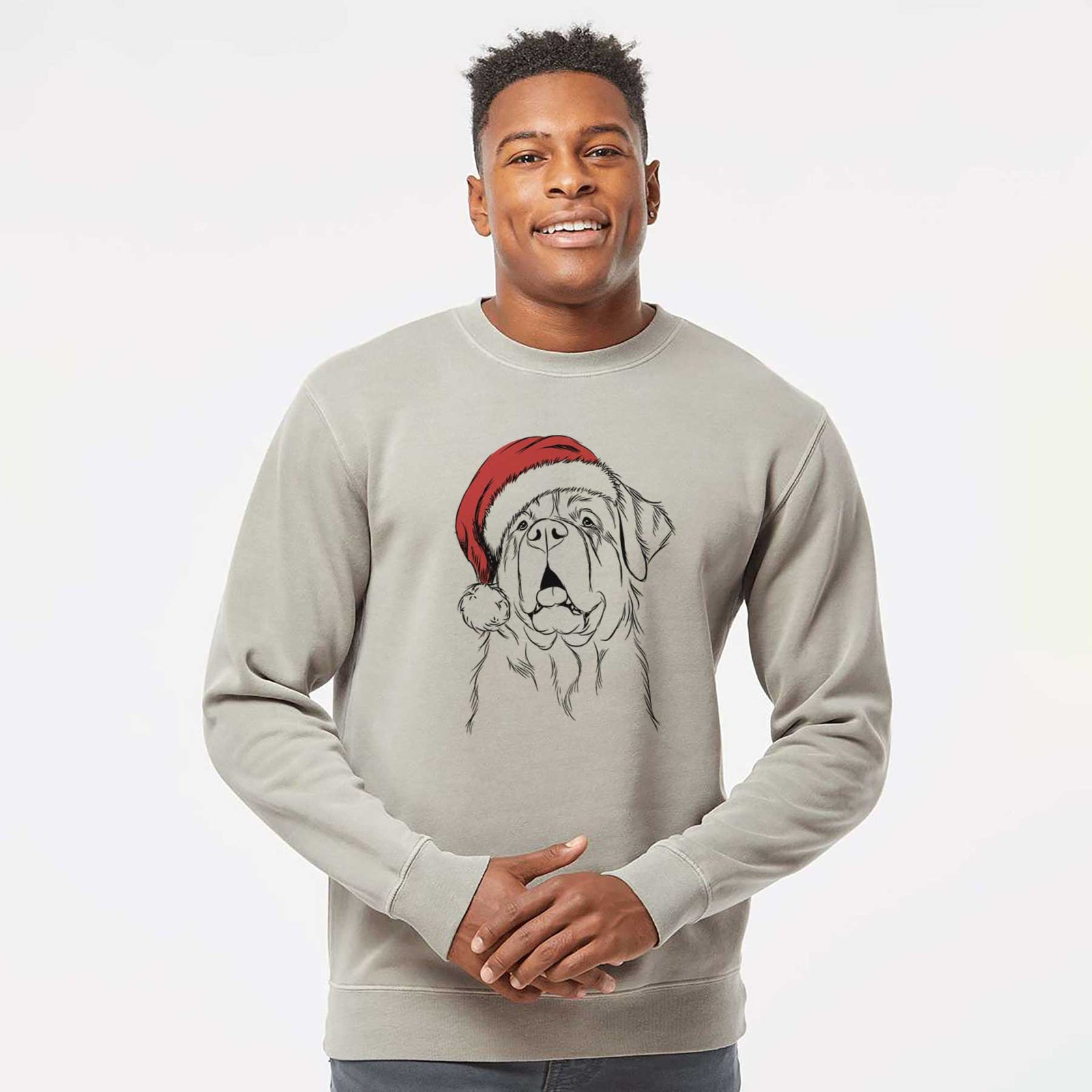 Santa Atlas the Saint Bernard - Unisex Pigment Dyed Crew Sweatshirt
