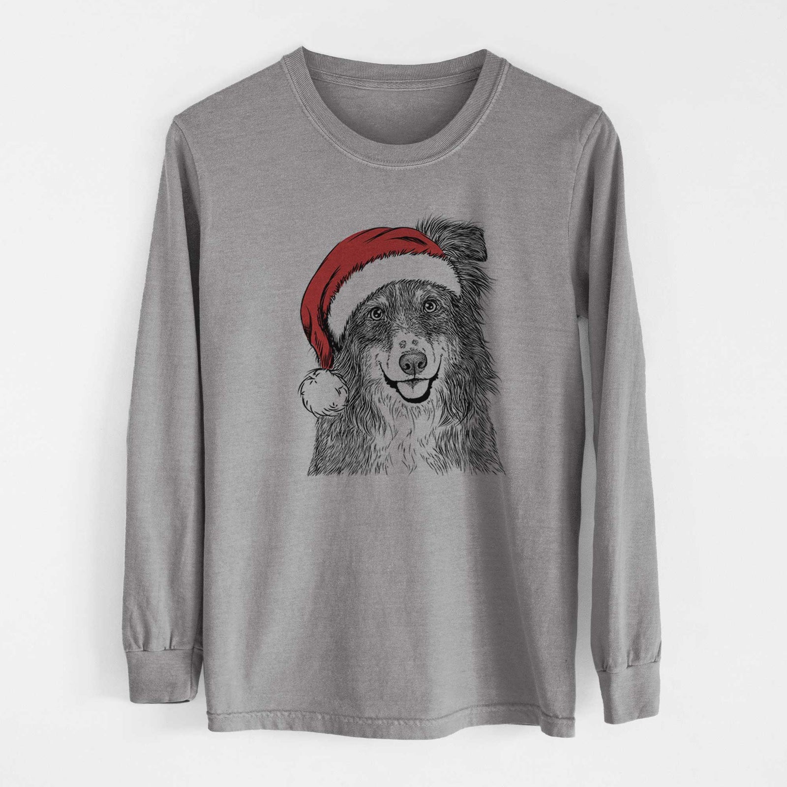 Santa Aushe the Australian Shepherd - Heavyweight 100% Cotton Long Sleeve