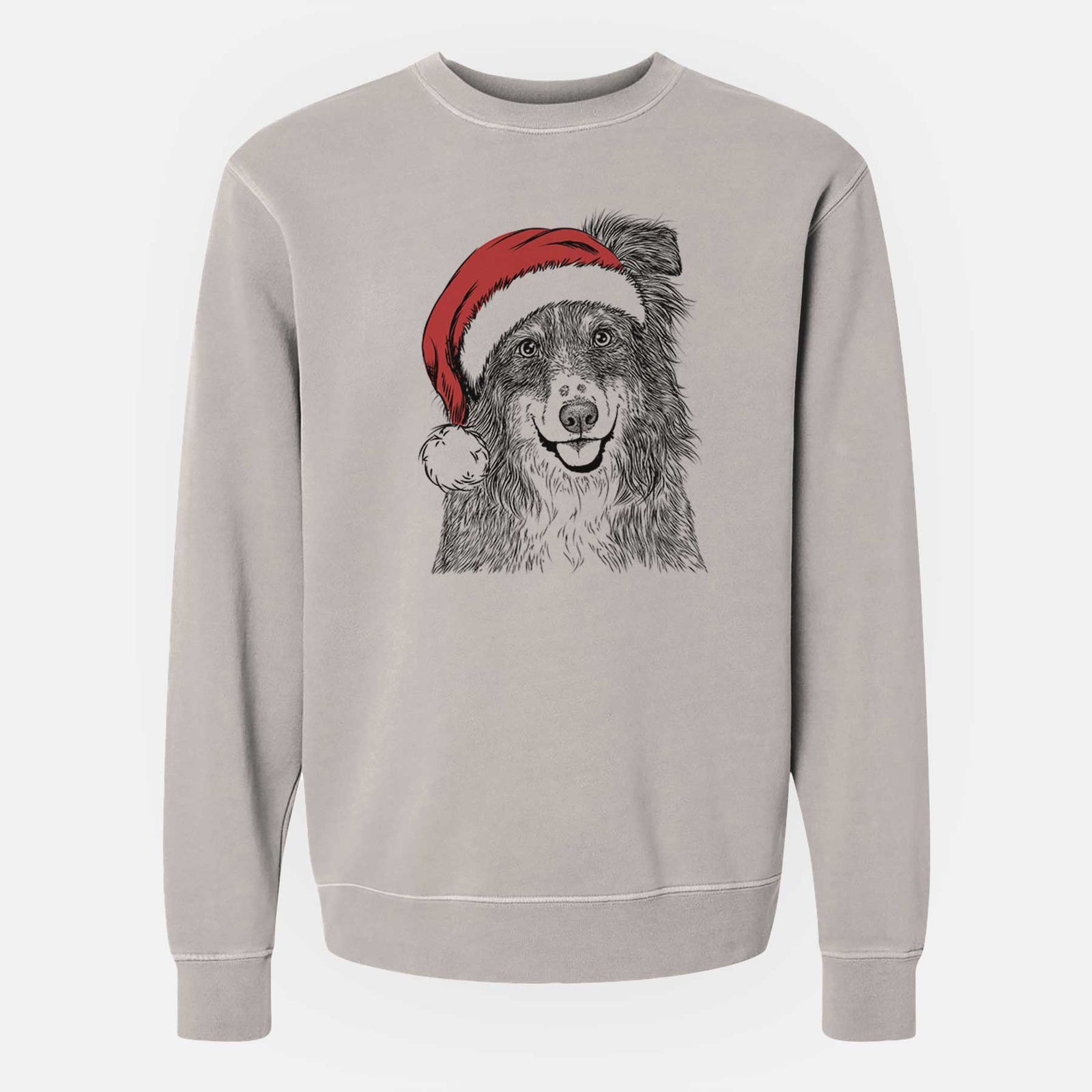 Santa Aushe the Australian Shepherd - Unisex Pigment Dyed Crew Sweatshirt
