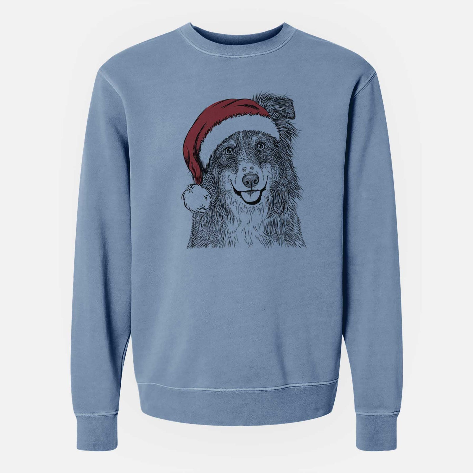 Santa Aushe the Australian Shepherd - Unisex Pigment Dyed Crew Sweatshirt