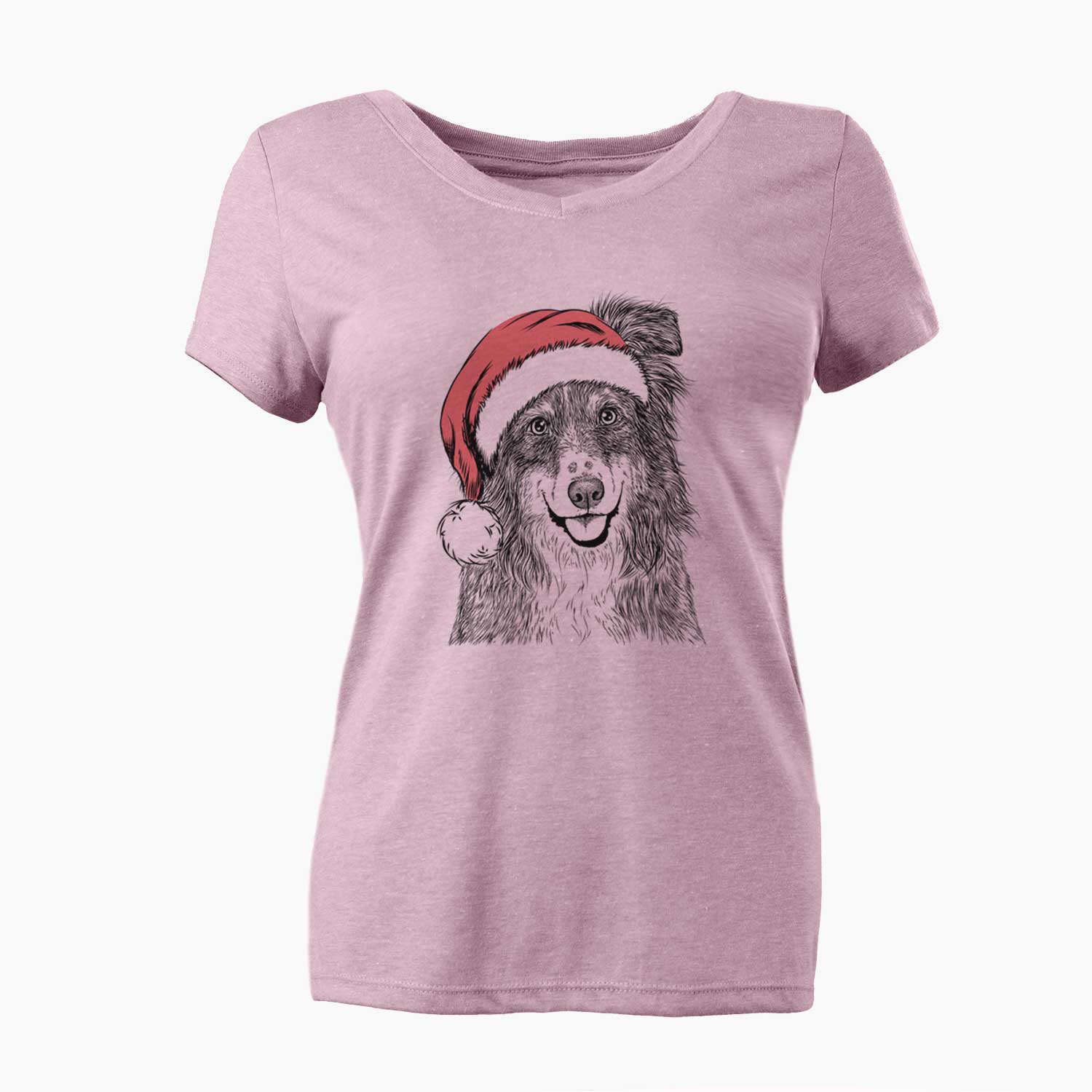 Santa Aushe the Australian Shepherd - Women's V-neck Shirt